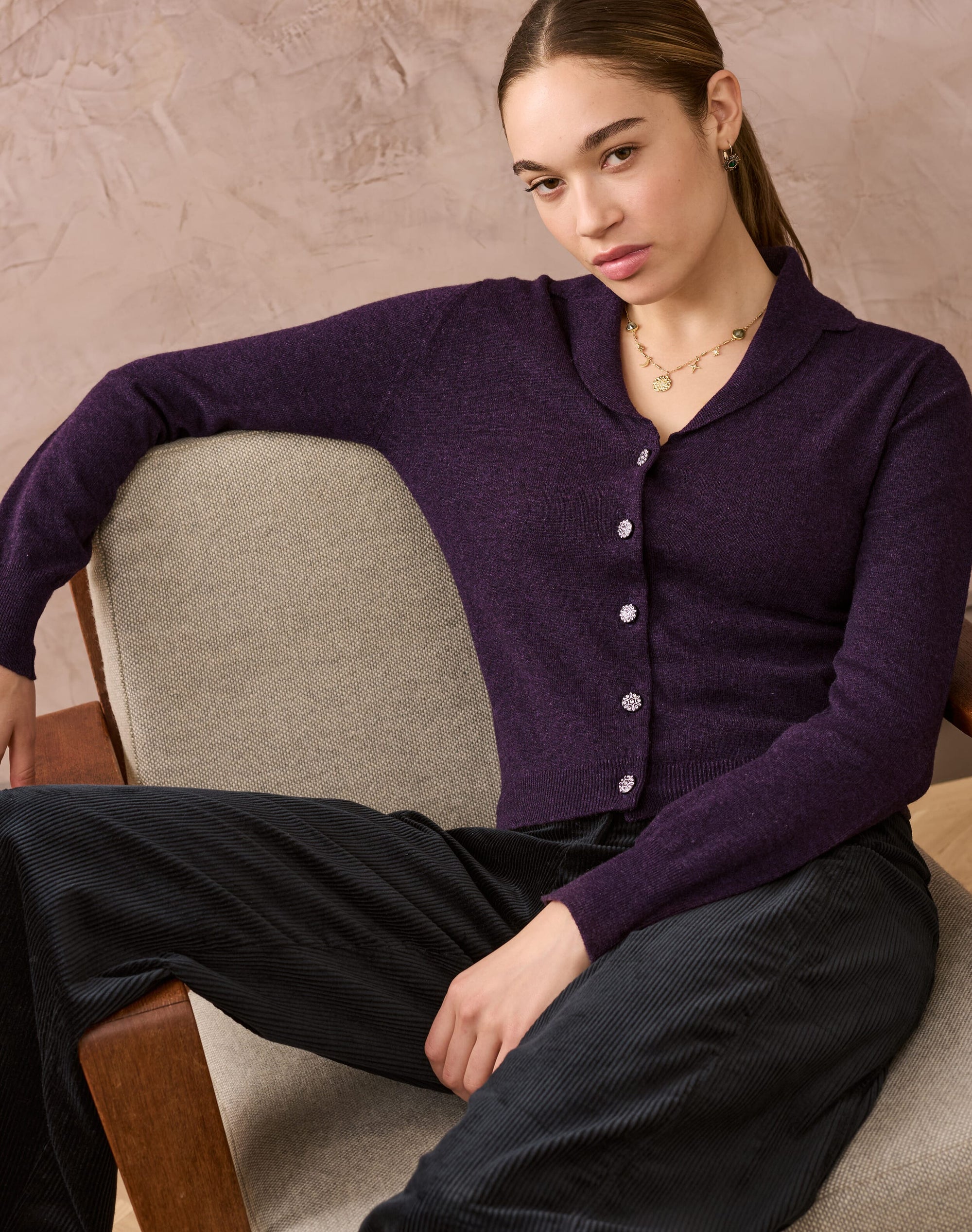Cashmere Collared Cardigan