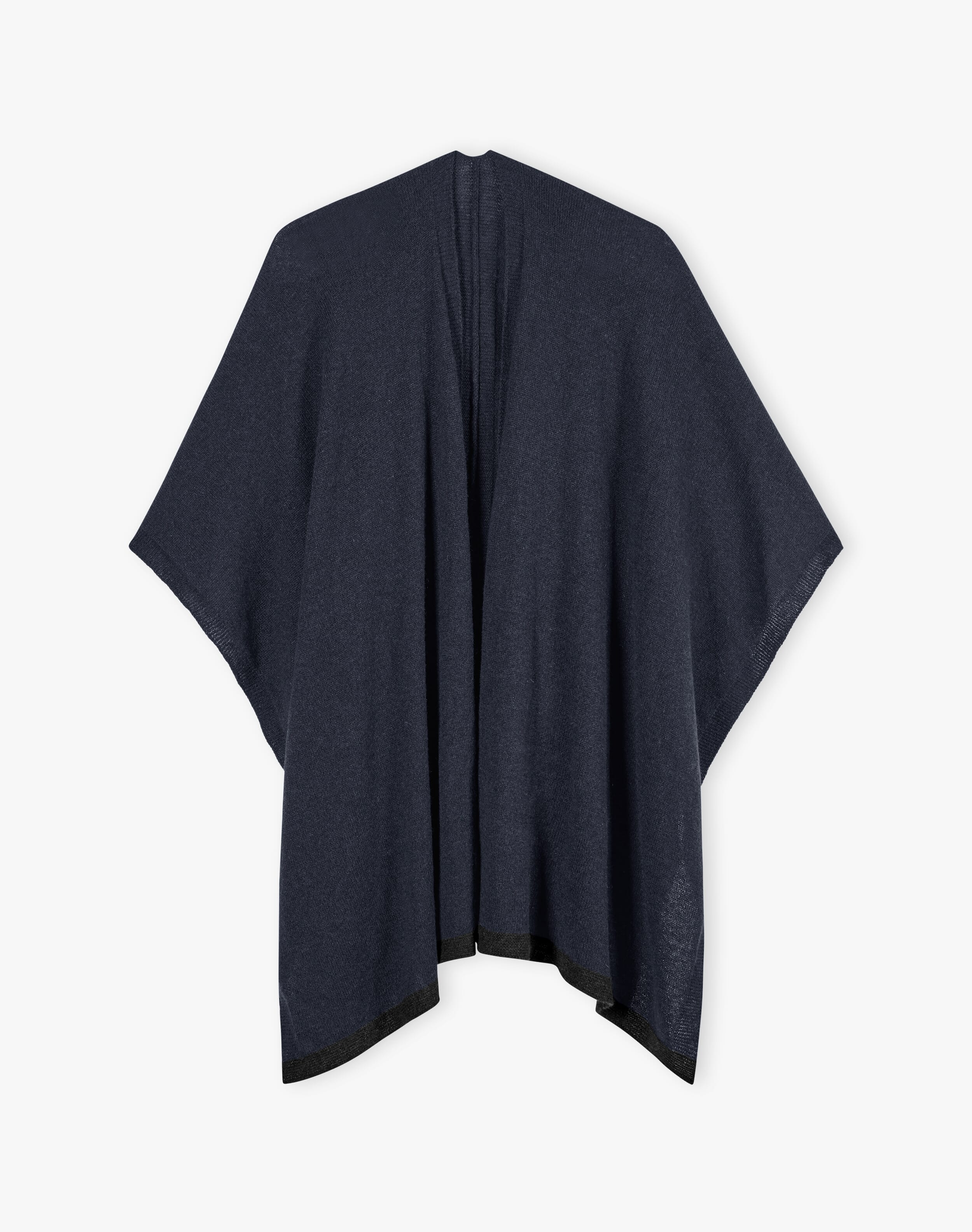 Cashmere Contrast Trim Cape