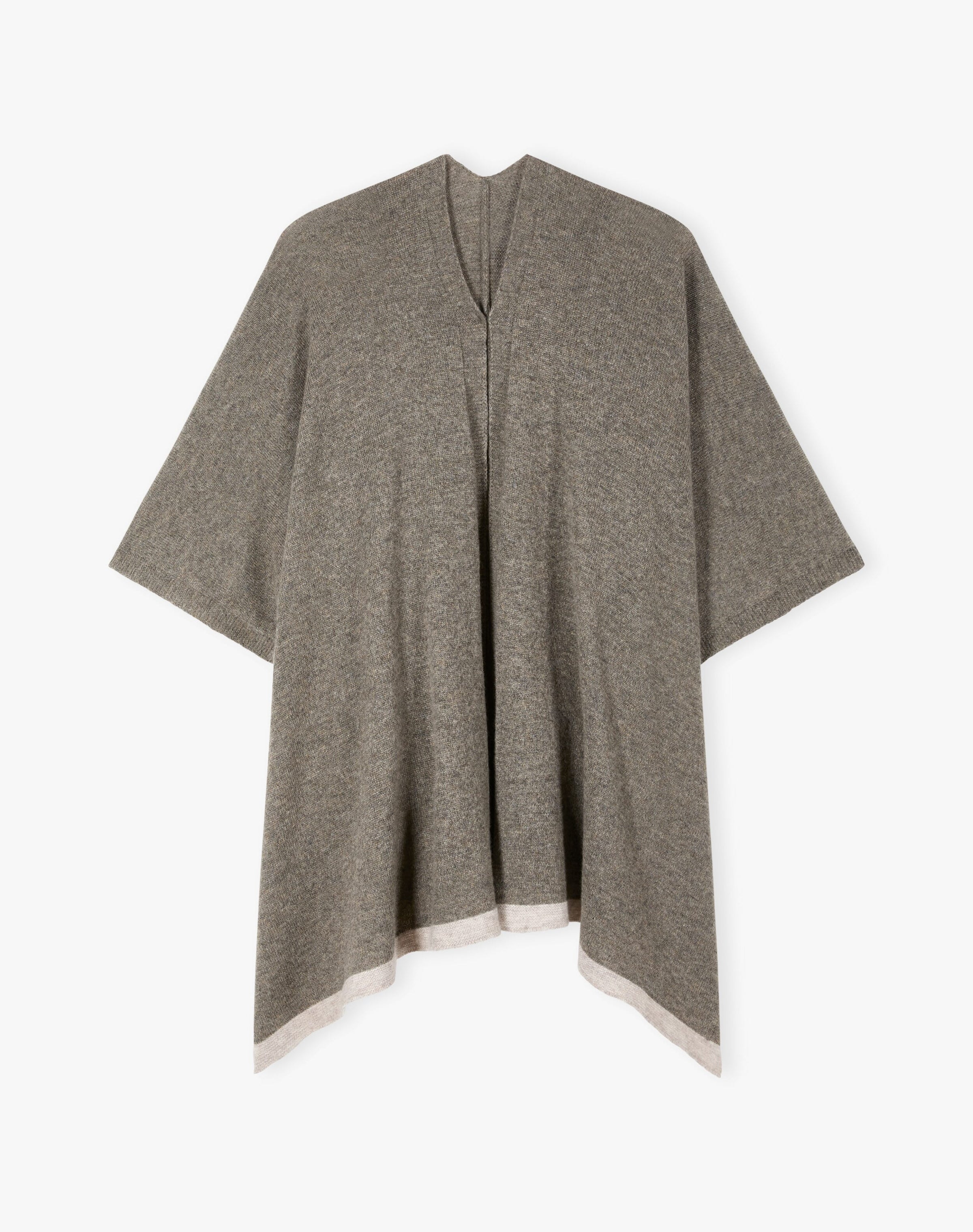 Cashmere Contrast Trim Cape