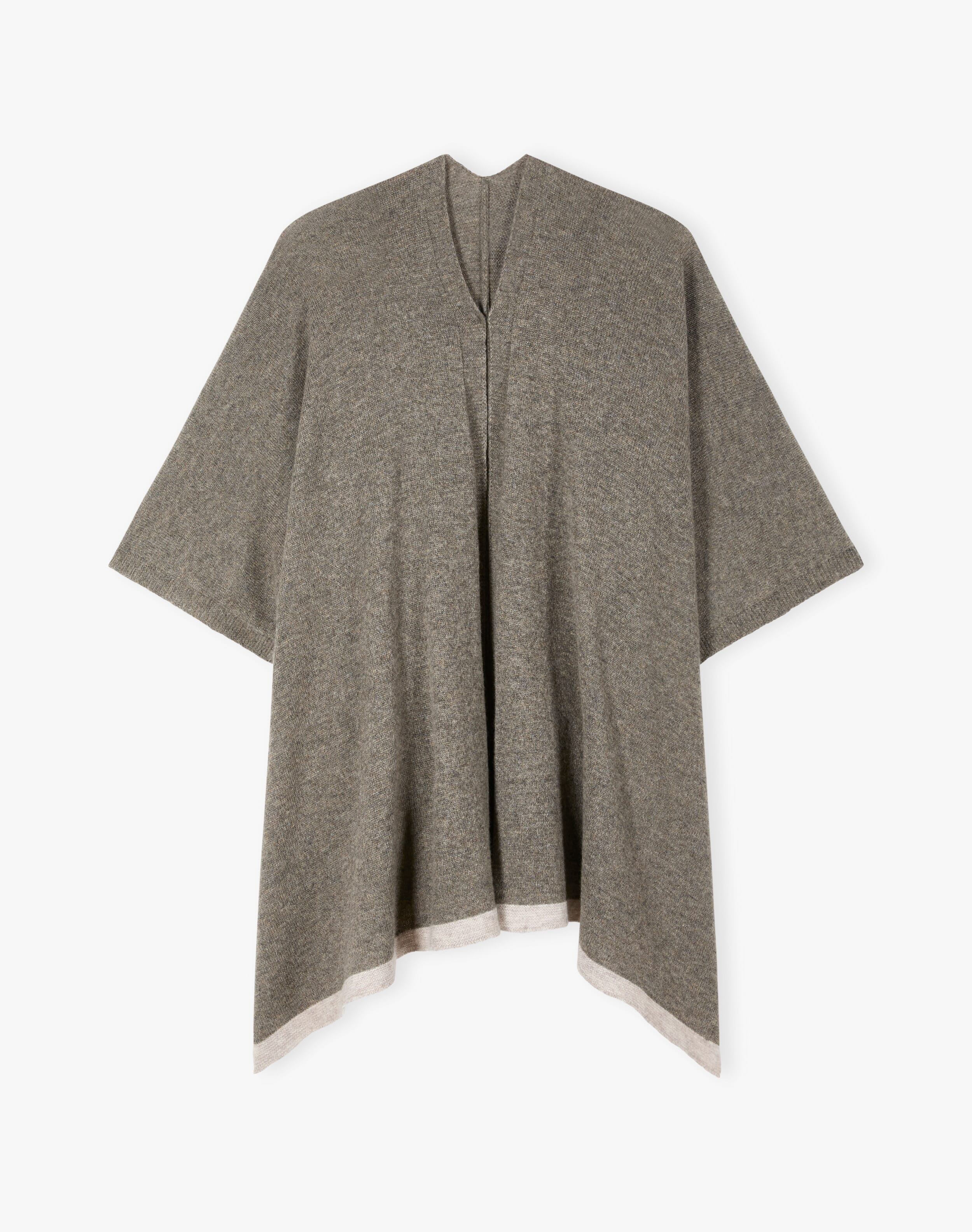 Cashmere Contrast Trim Cape