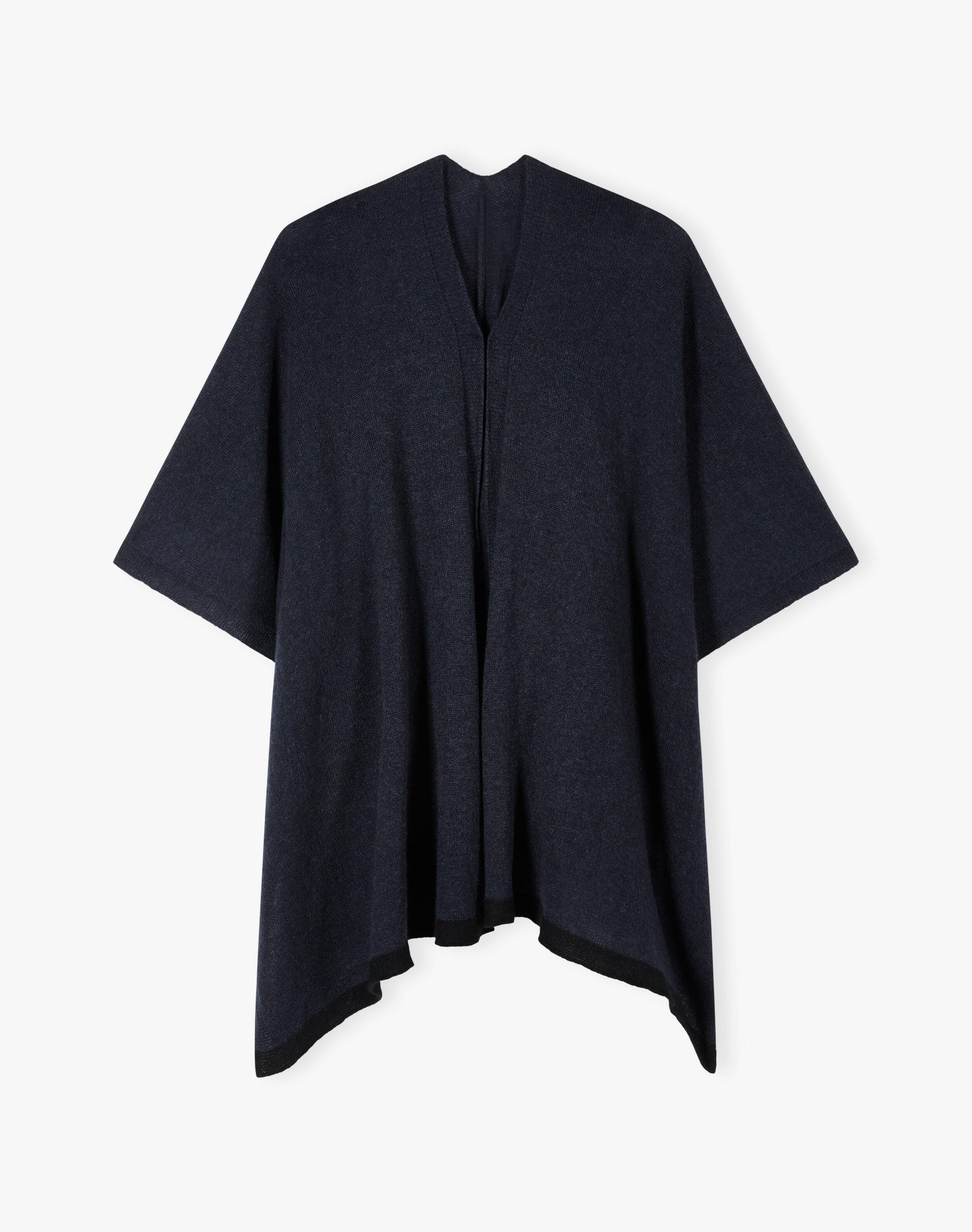 Cashmere Contrast Trim Cape