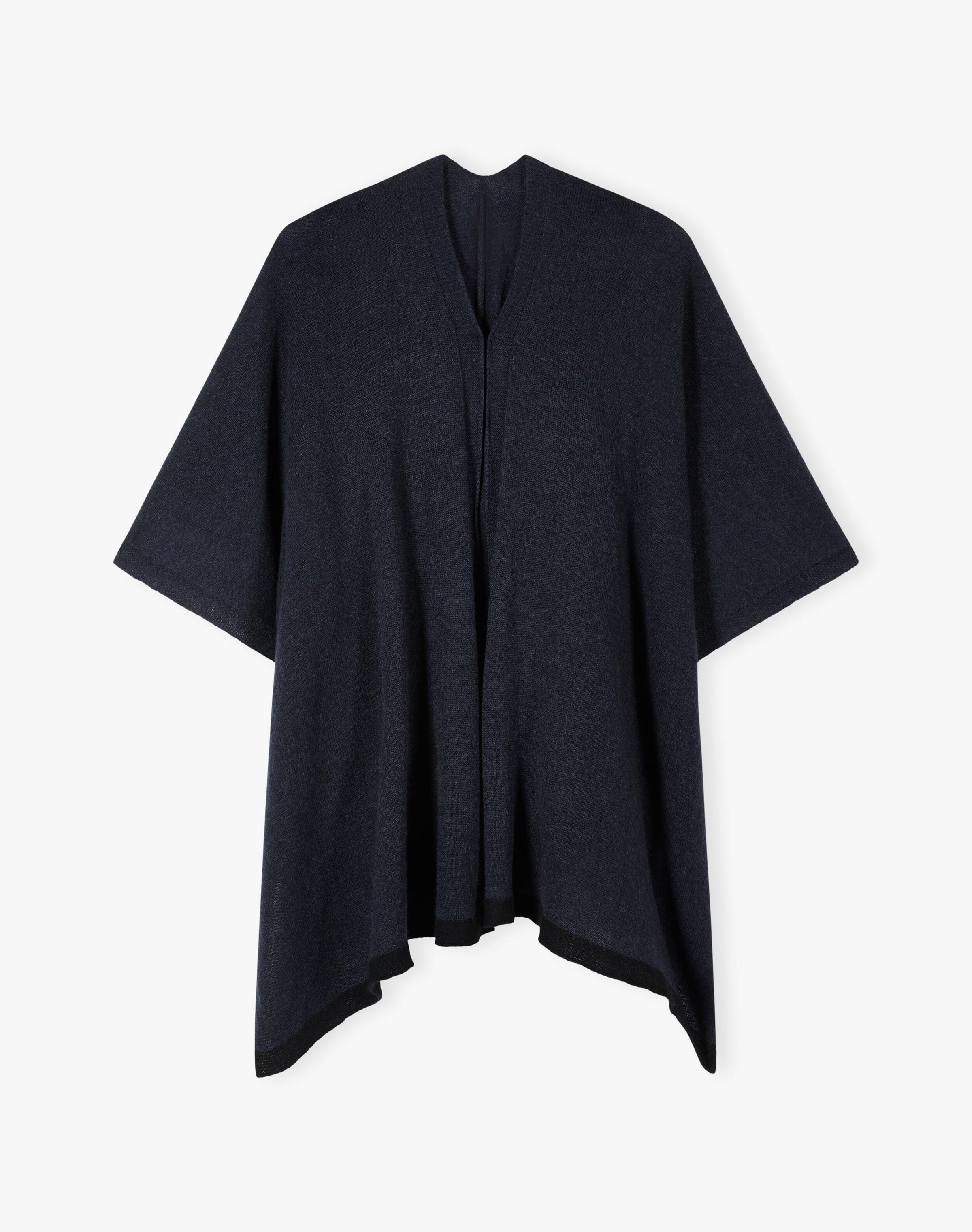 Cashmere Contrast Trim Cape