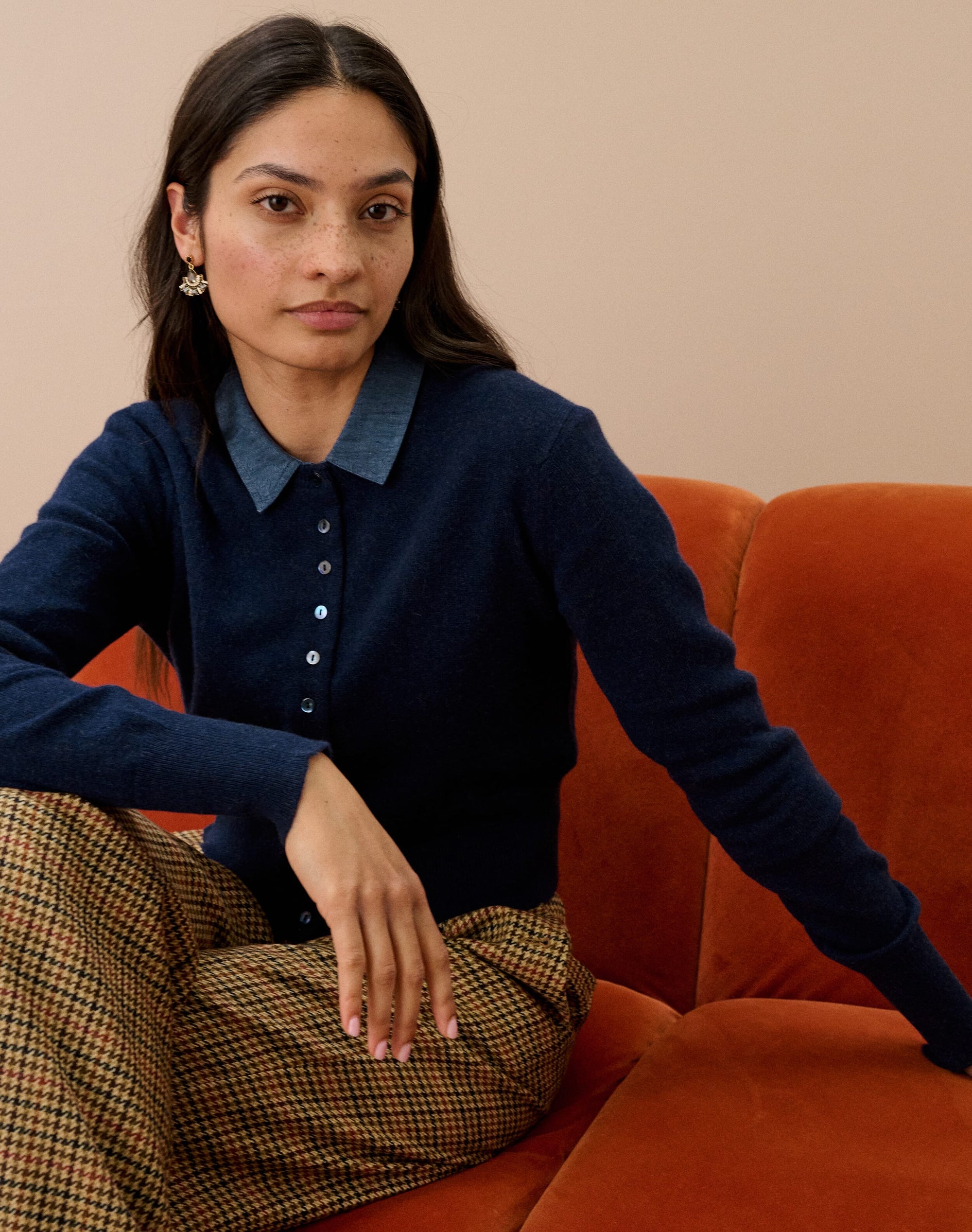 Cashmere Long Sleeve Cropped Cardigan