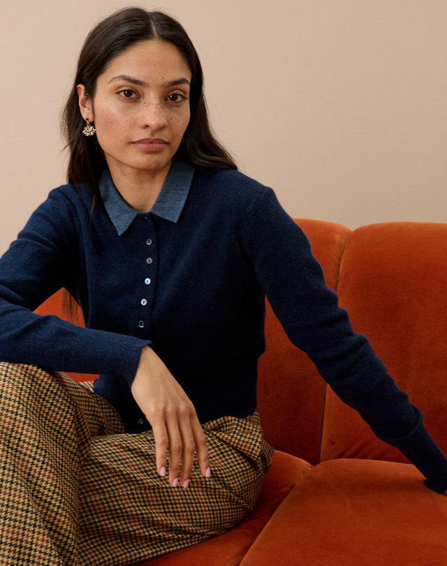 Cashmere Long Sleeve Cropped Cardigan