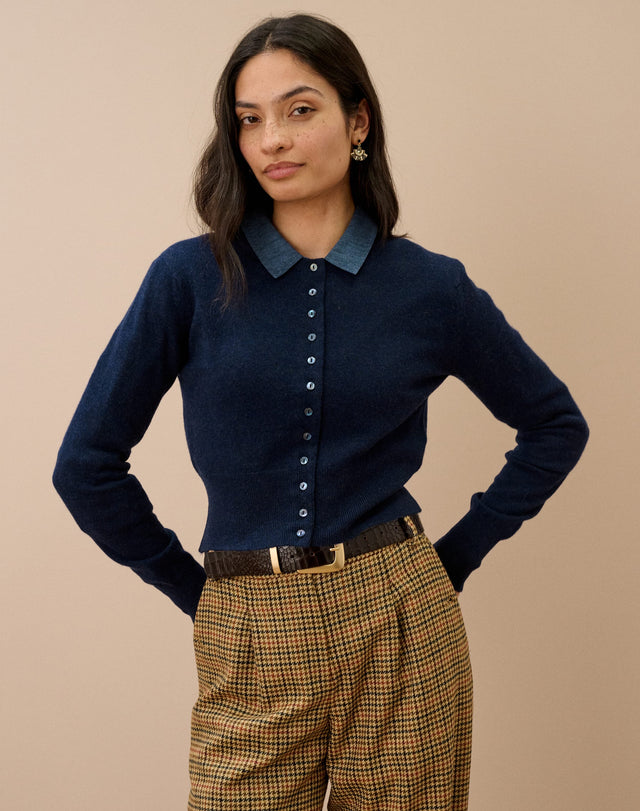 Cashmere Long Sleeve Cropped Cardigan