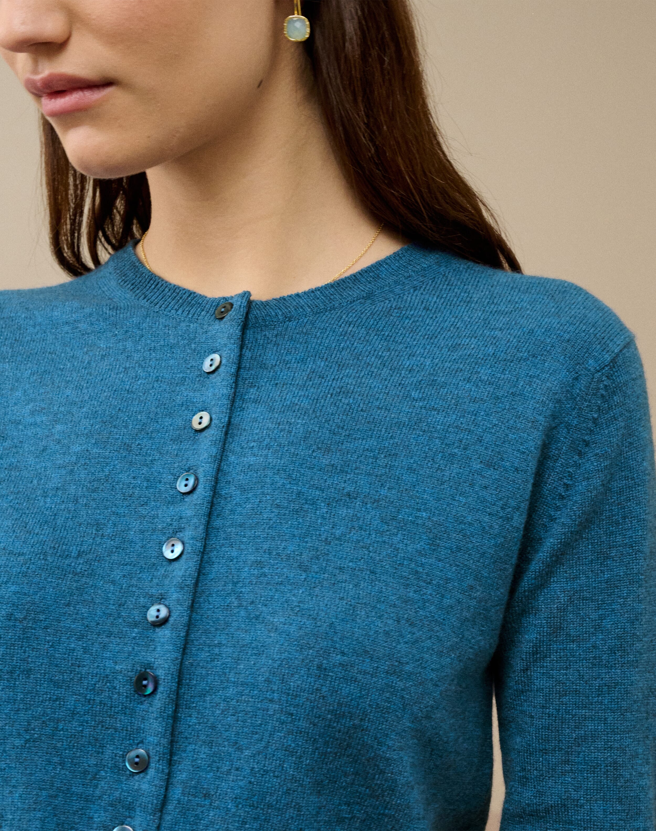 Cashmere Long Sleeve Cropped Cardigan