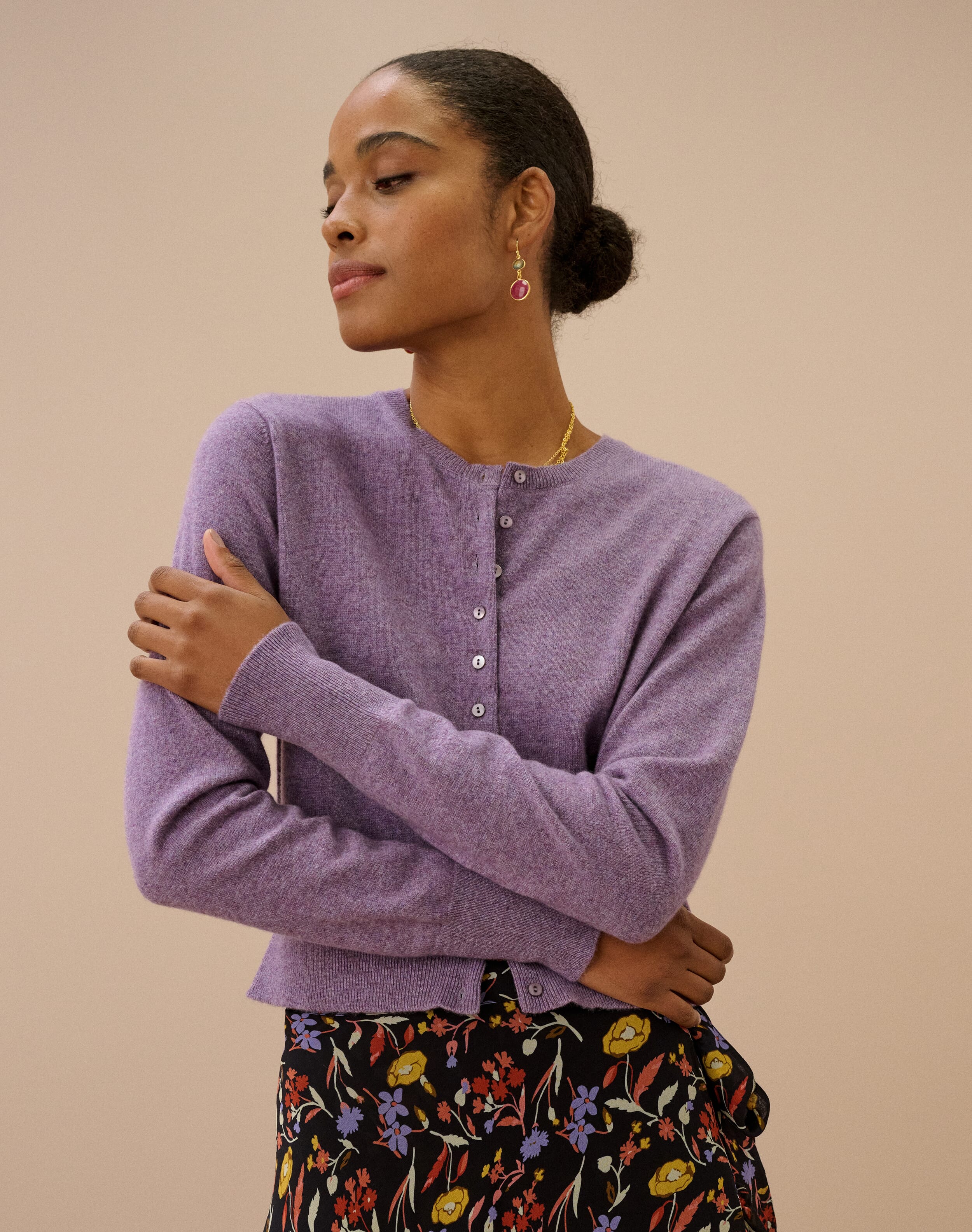Cashmere Long Sleeve Cropped Cardigan