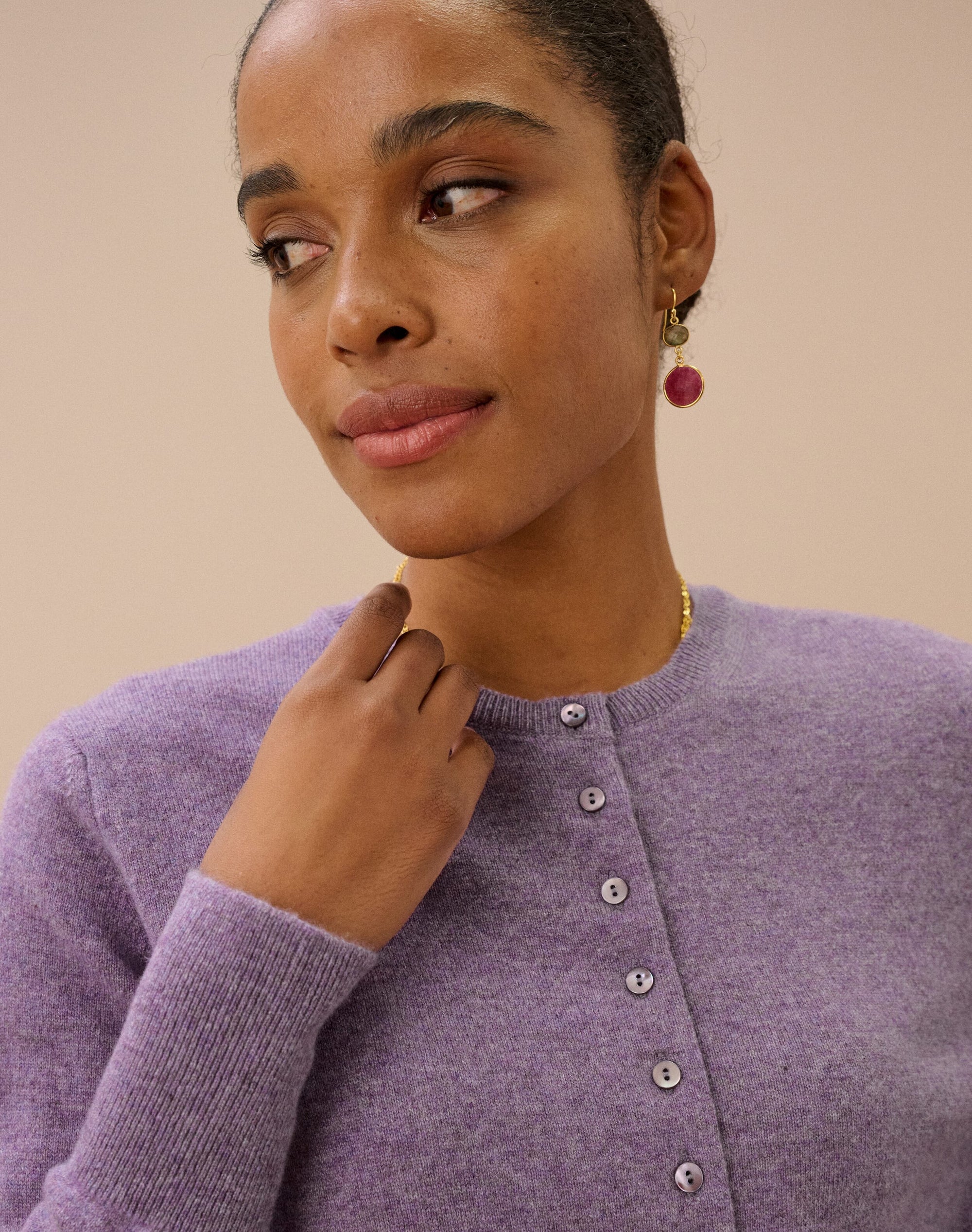Cashmere Long Sleeve Cropped Cardigan