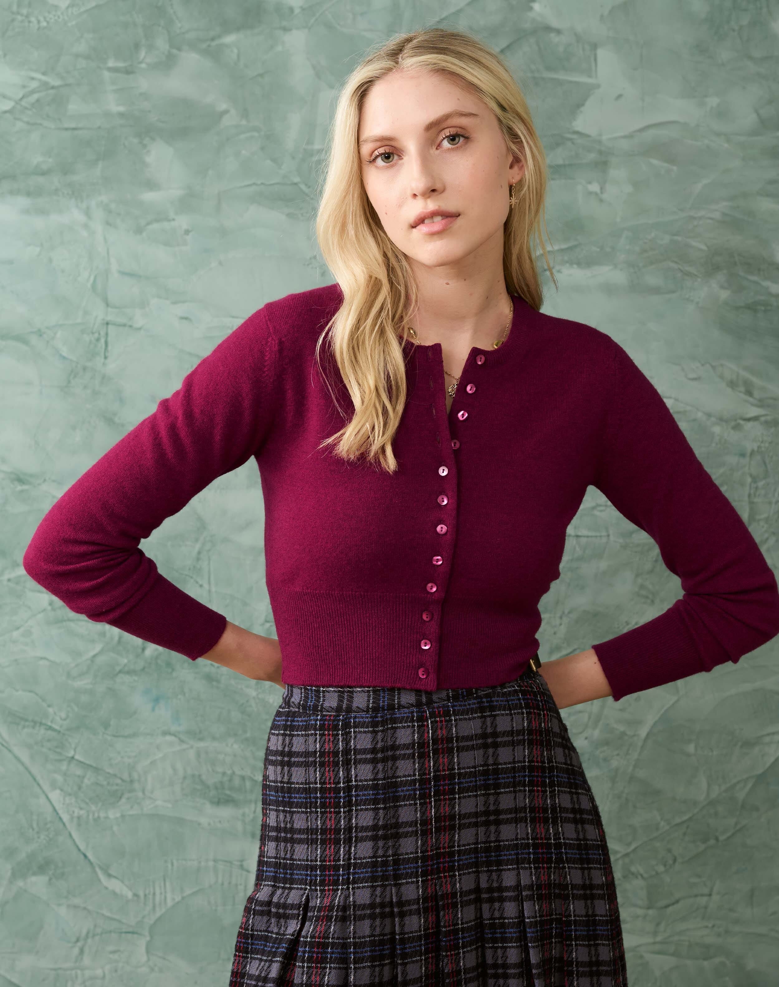 Cashmere Long Sleeve Cropped Cardigan