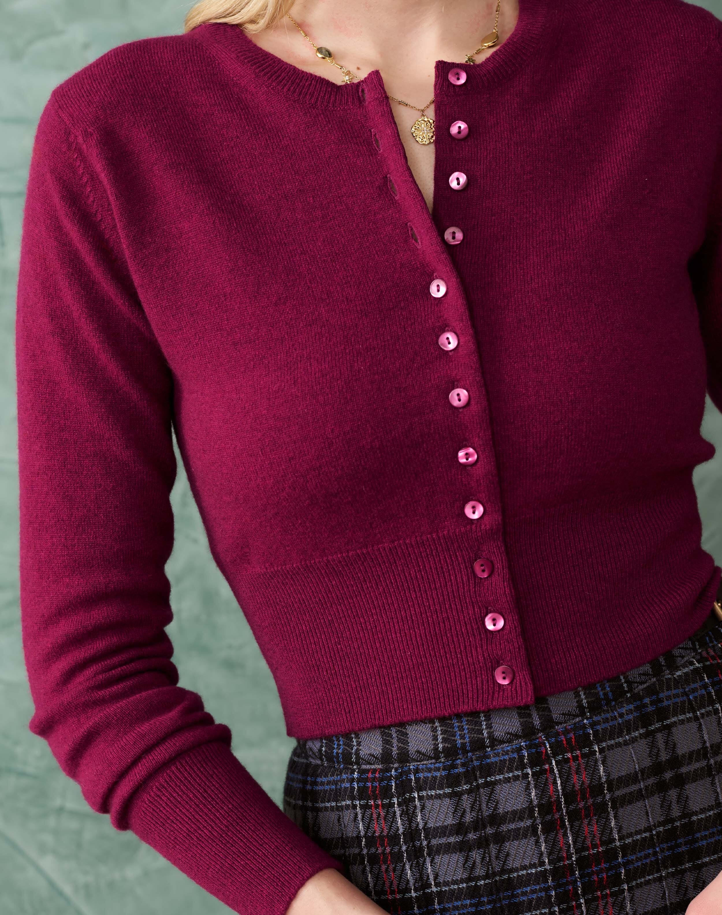 Cashmere Long Sleeve Cropped Cardigan