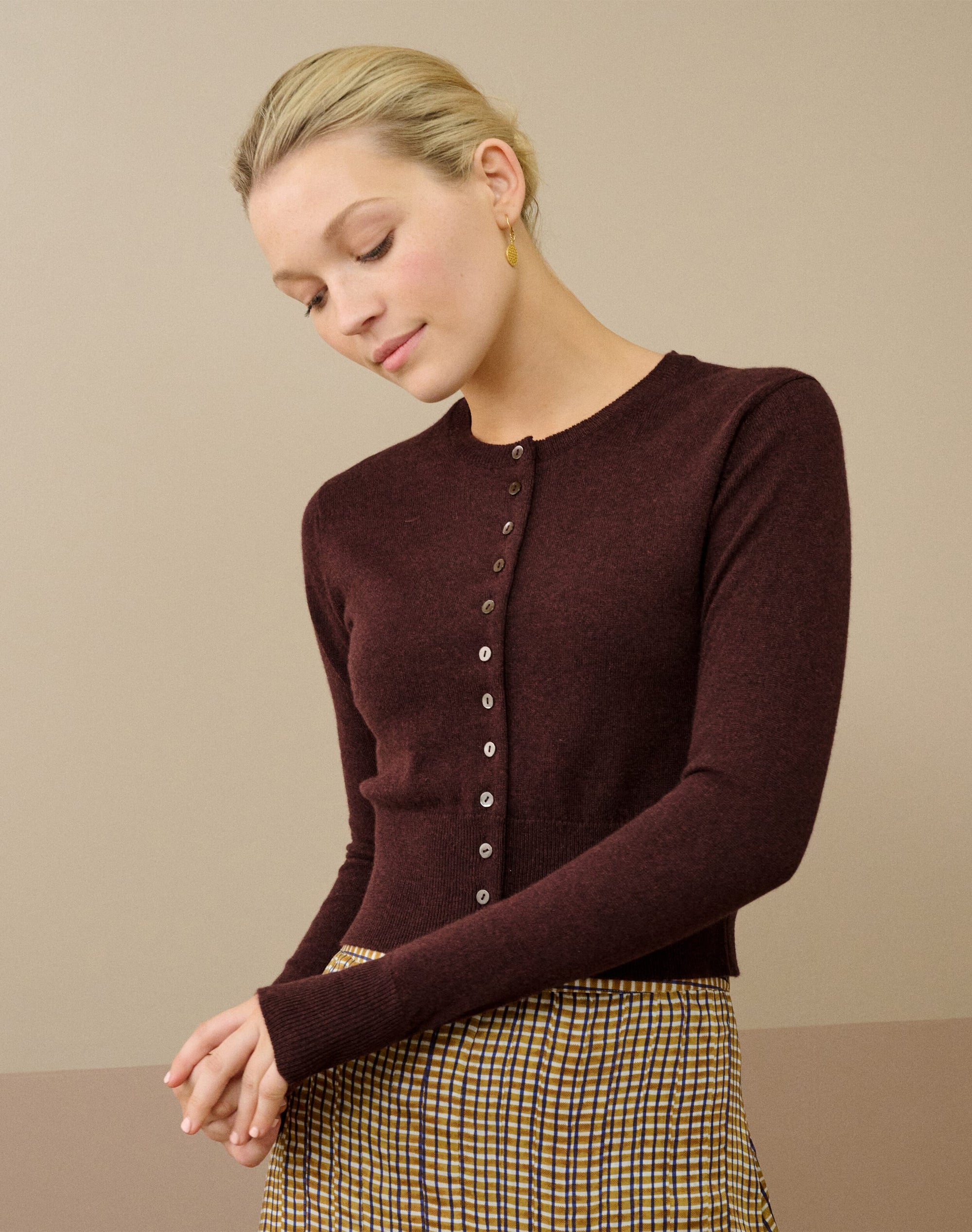 Cashmere Long Sleeve Cropped Cardigan
