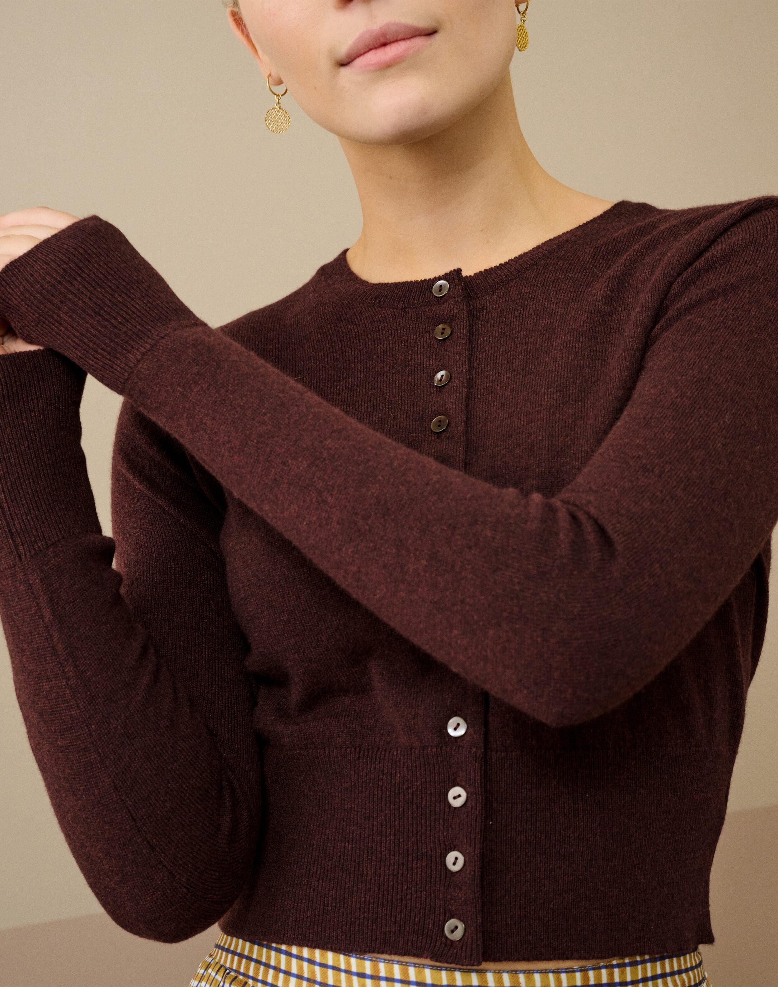 Cashmere Long Sleeve Cropped Cardigan