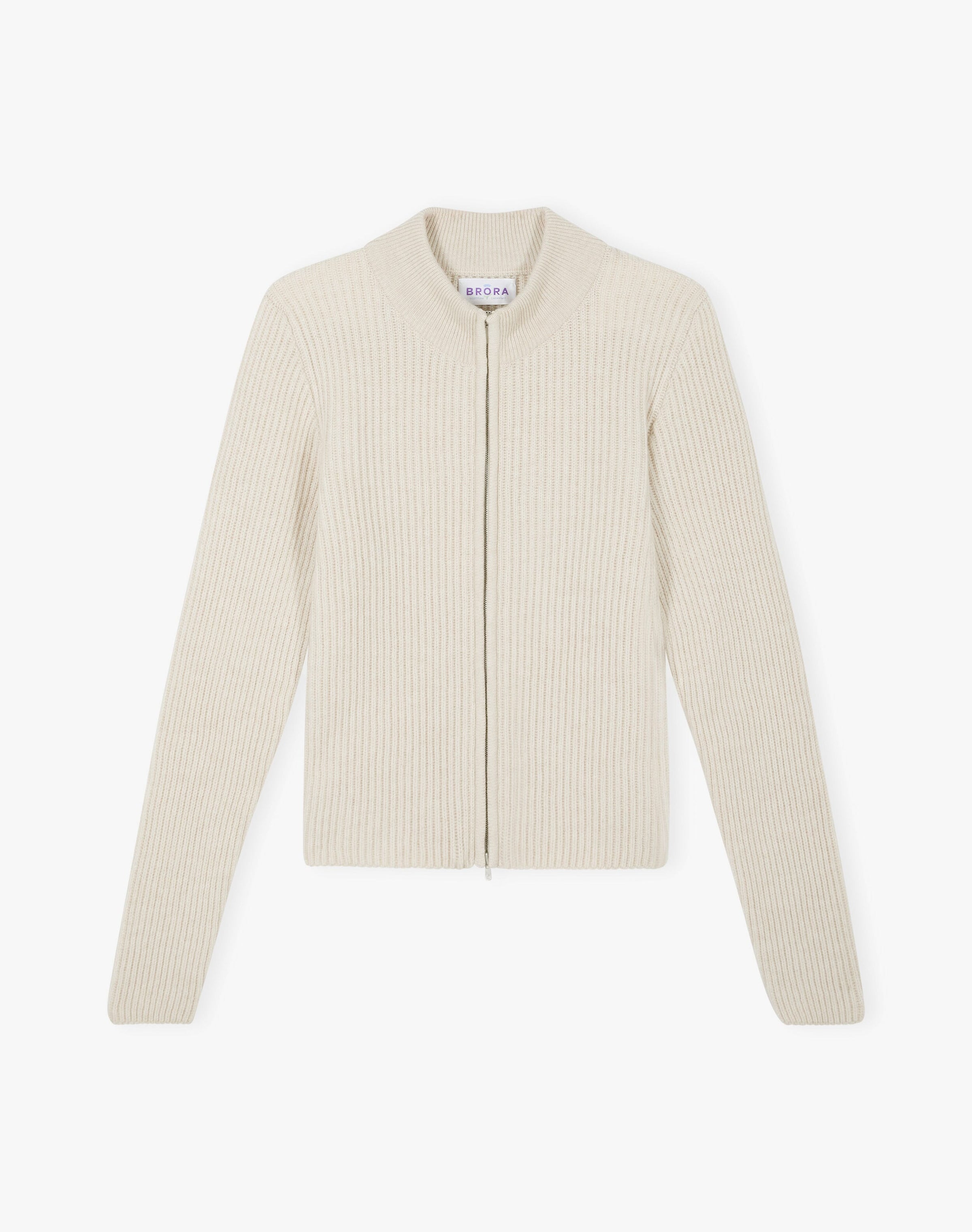Cashmere Ribbed Zip Cardigan