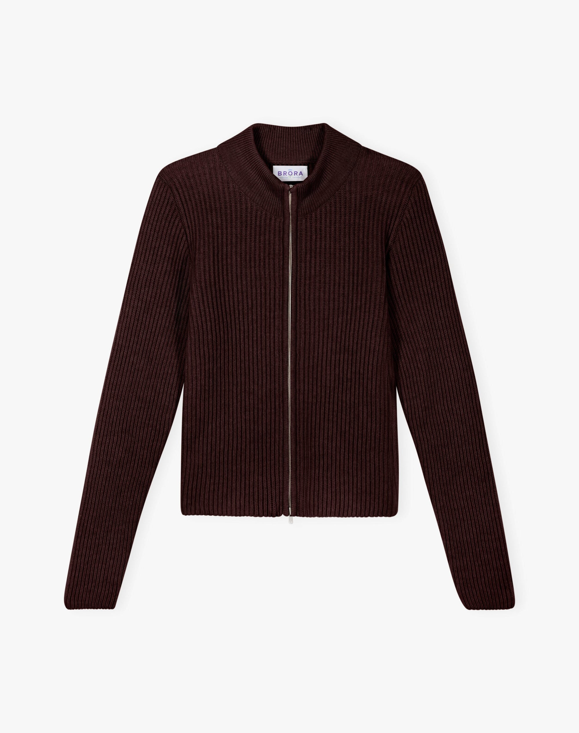 Cashmere Ribbed Zip Cardigan