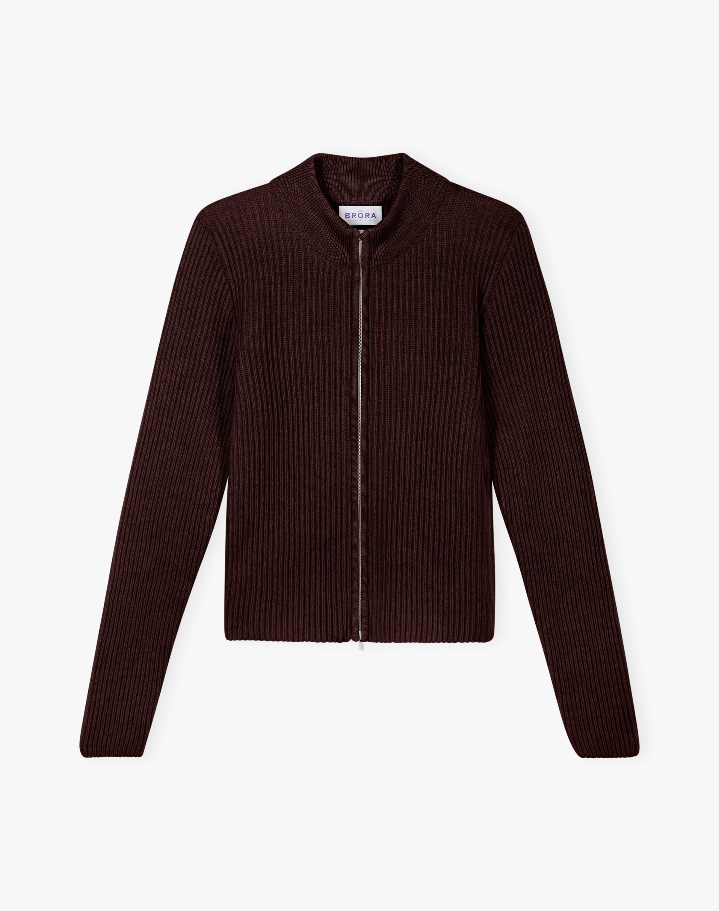 Cashmere Ribbed Zip Cardigan