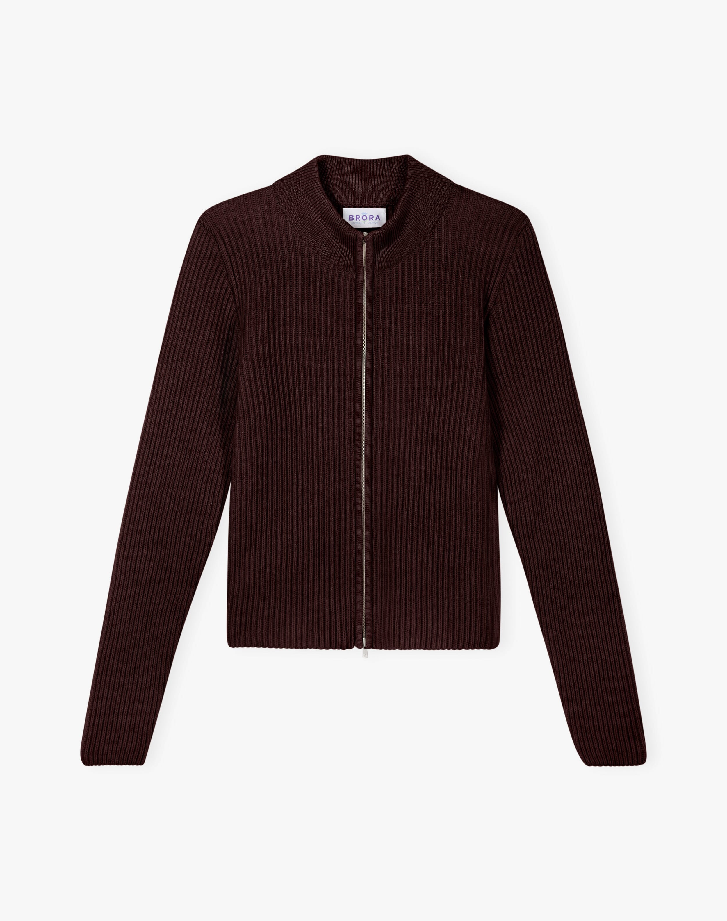 Cashmere Ribbed Zip Cardigan
