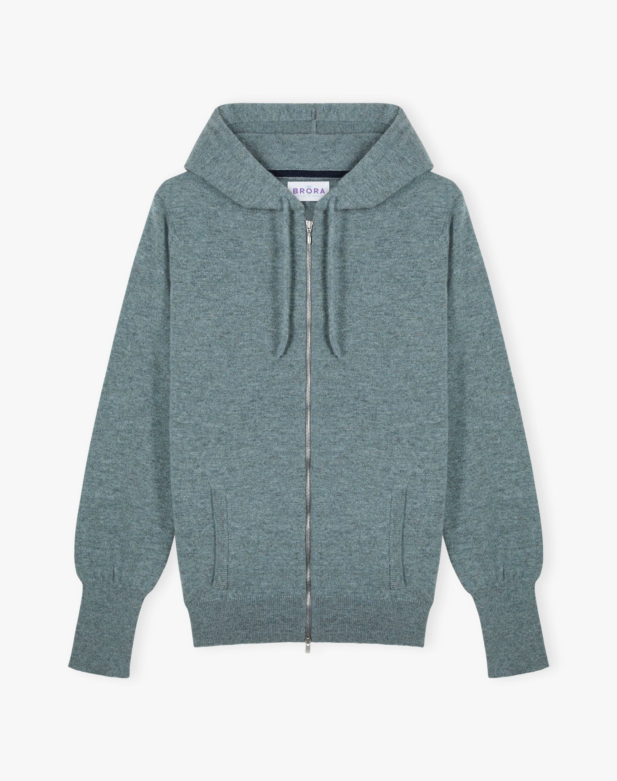 Cashmere Zip Up Hooded Cardigan