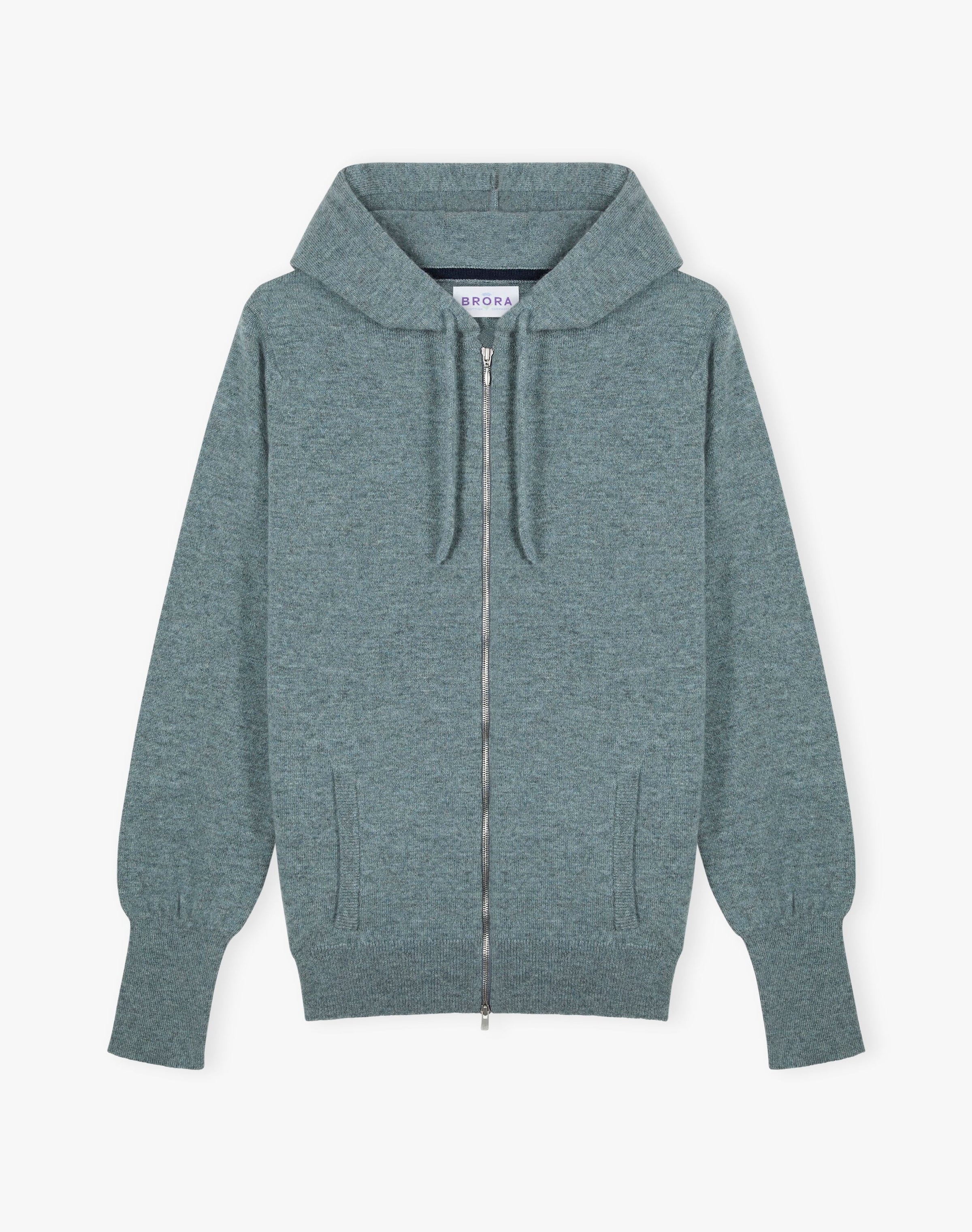 Cashmere Zip Up Hooded Cardigan