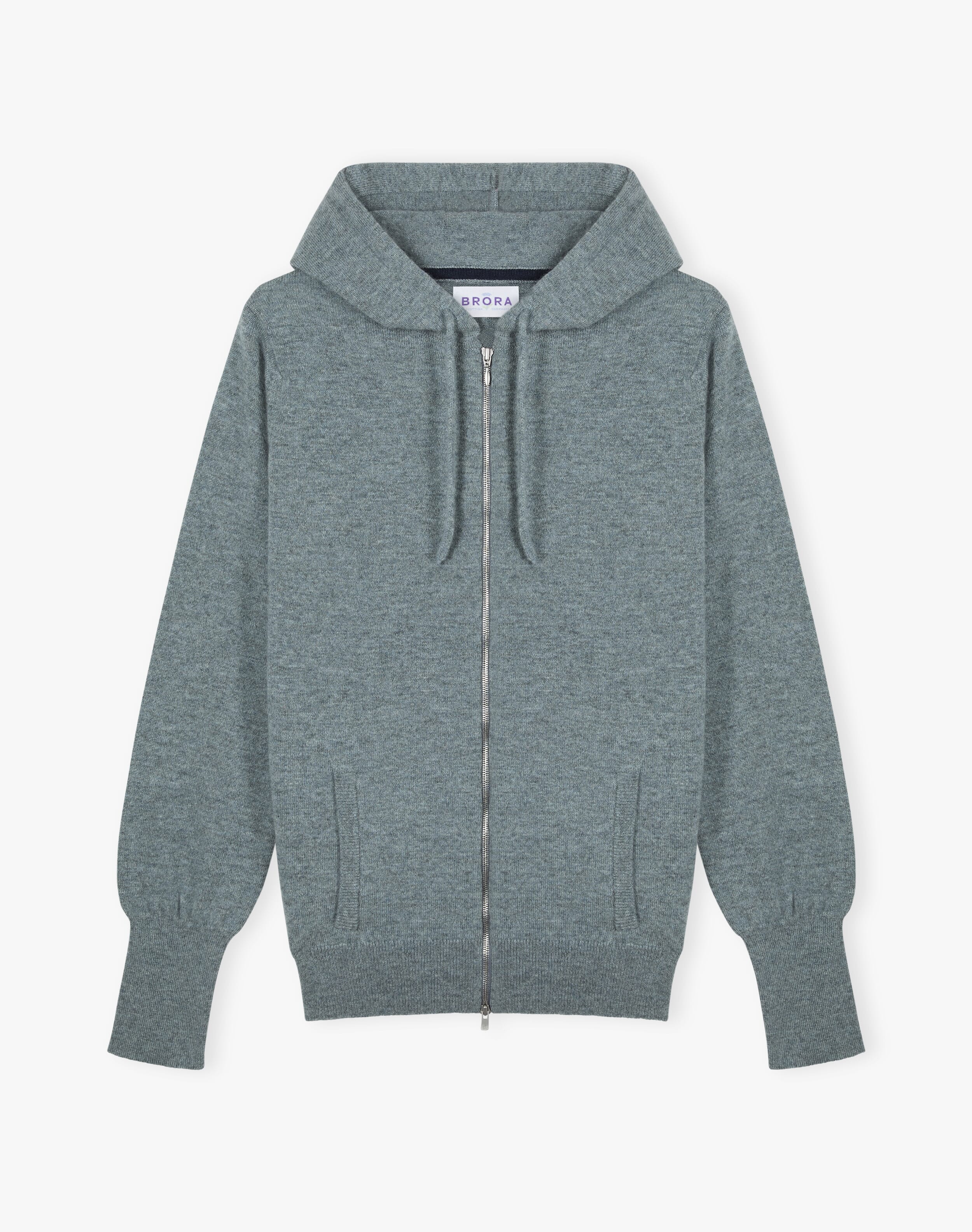 Cashmere Zip Up Hooded Cardigan