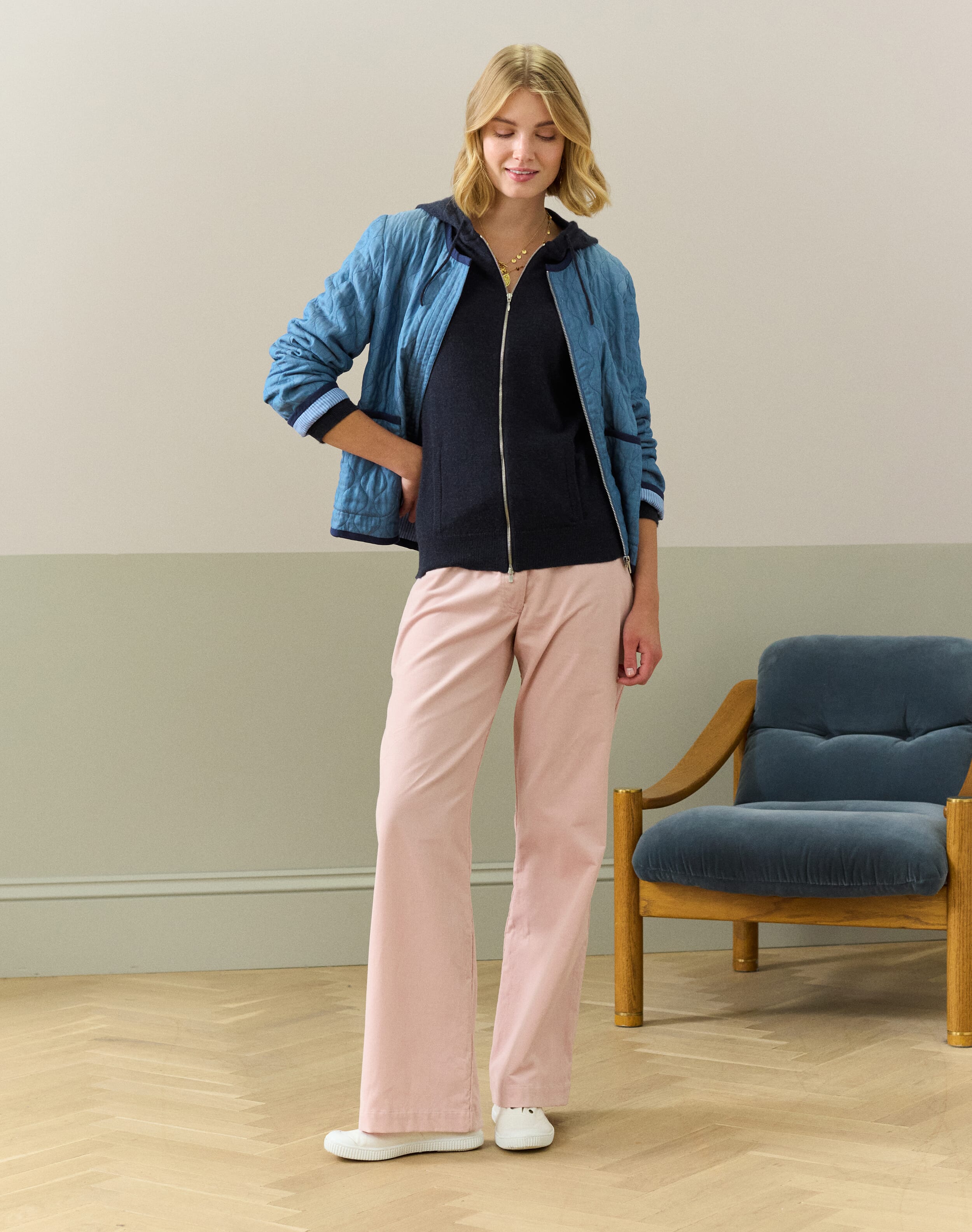 Cashmere Zip Up Hooded Cardigan