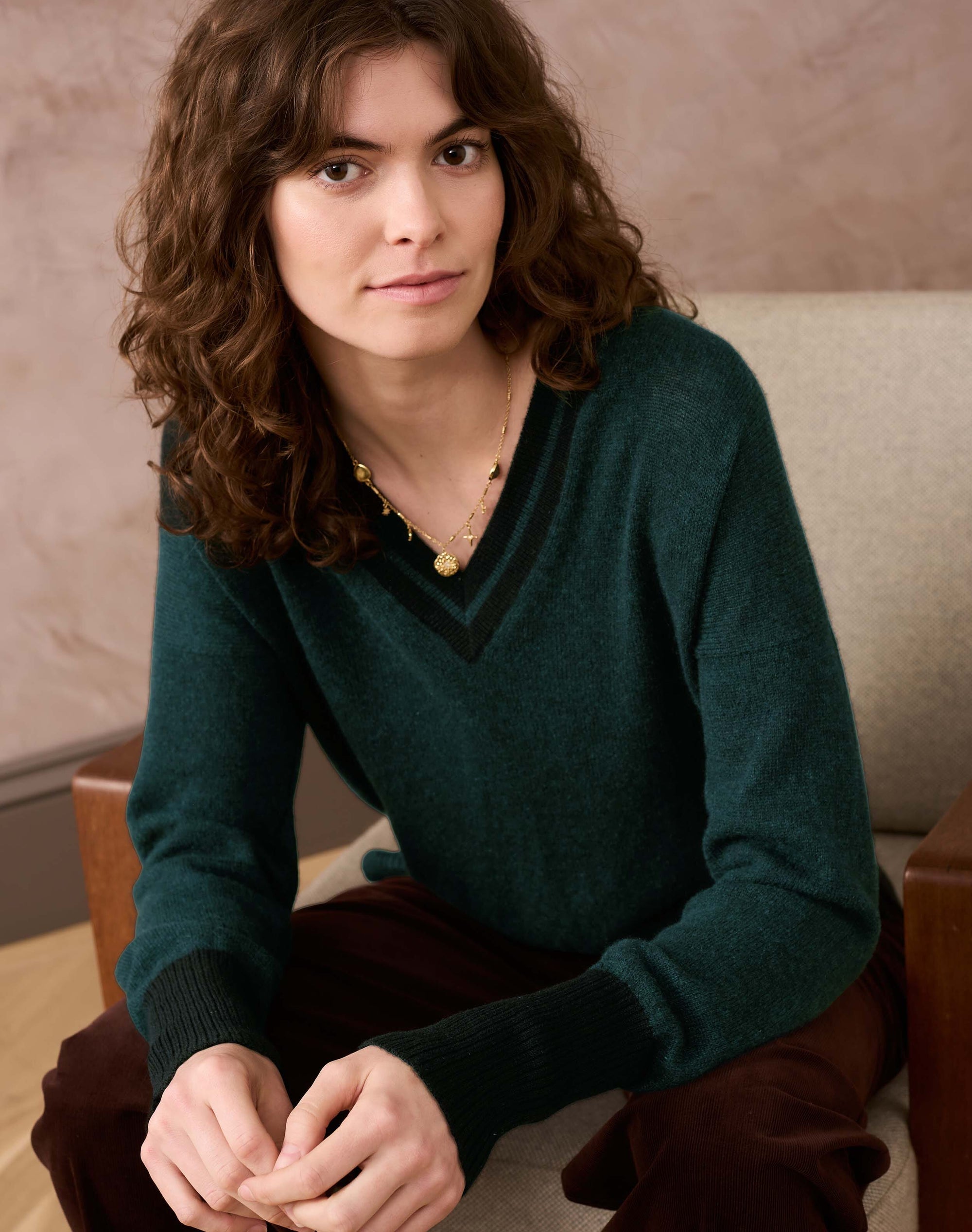 Cashmere Gauzy V Neck Jumper