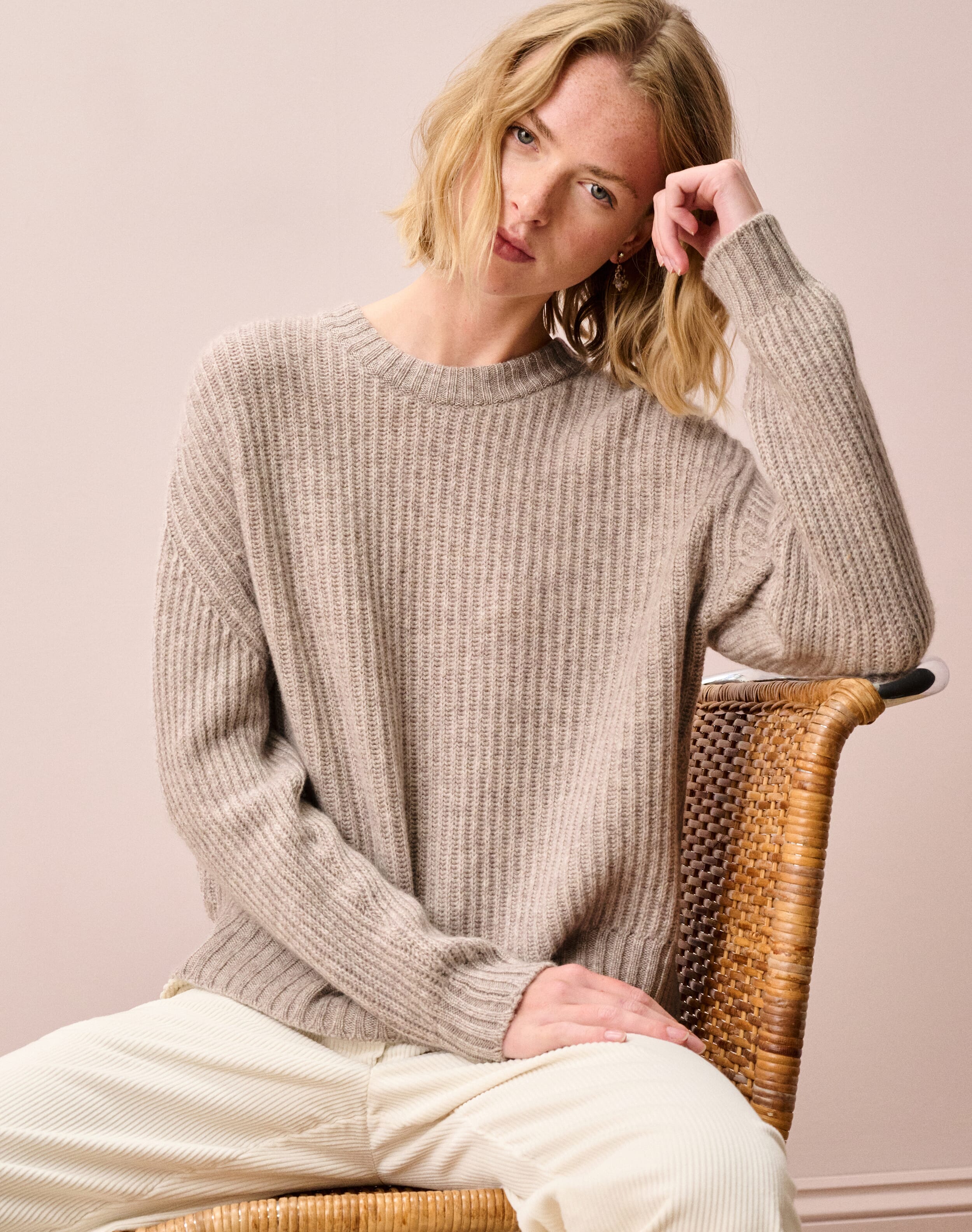 Cashmere Gauzy Ribbed Jumper