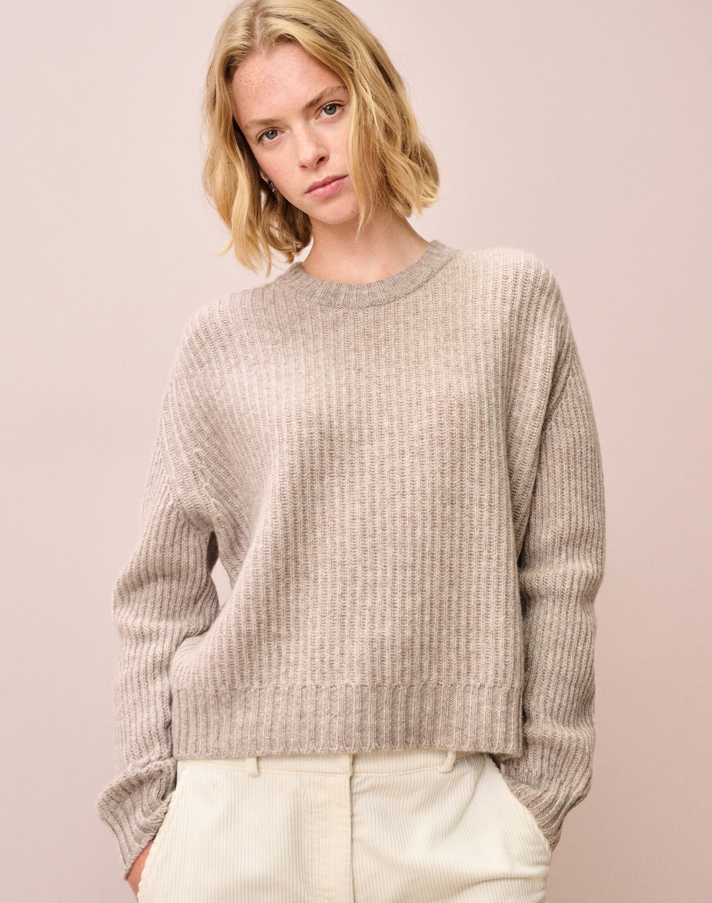 Cashmere Gauzy Ribbed Jumper