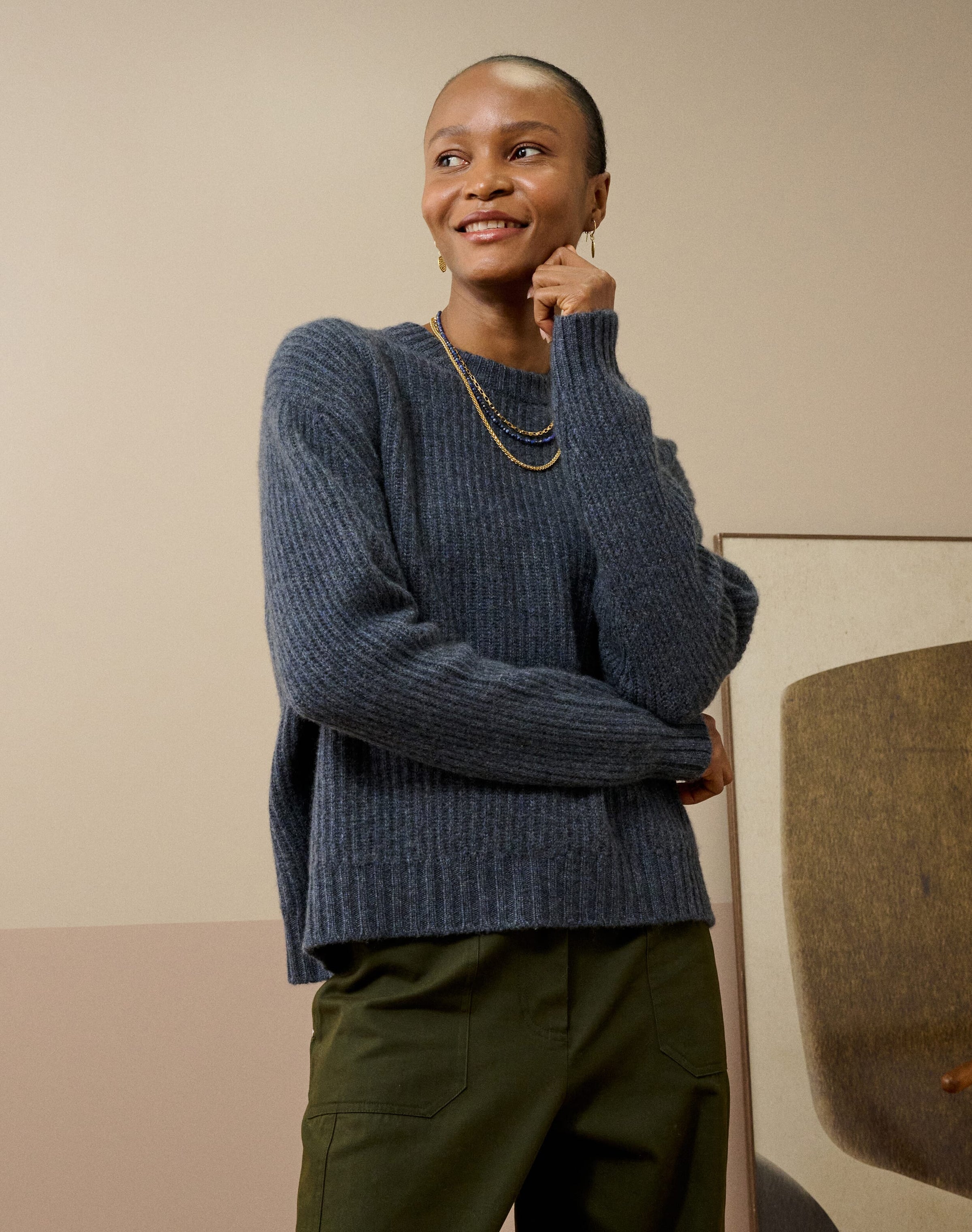 Cashmere Gauzy Ribbed Jumper
