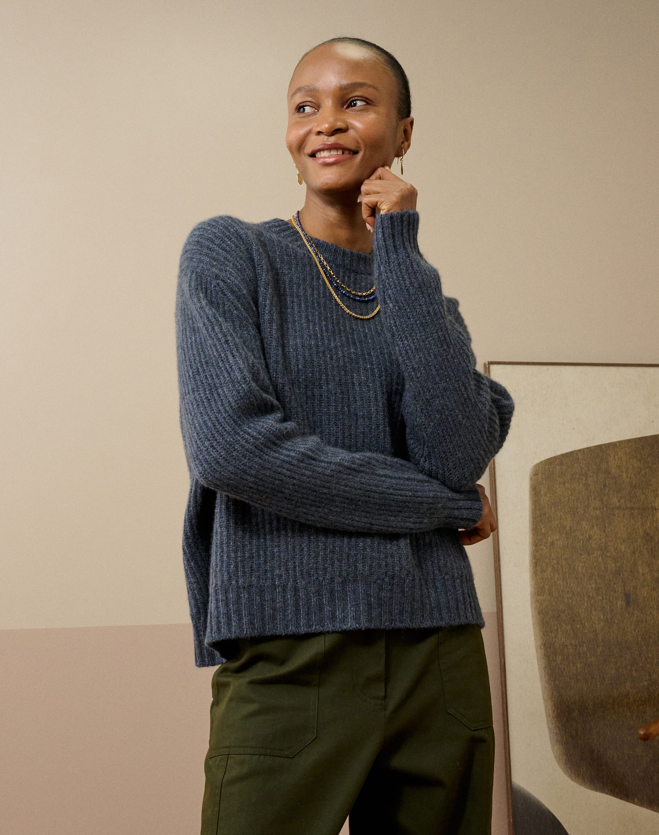 Cashmere Gauzy Ribbed Jumper