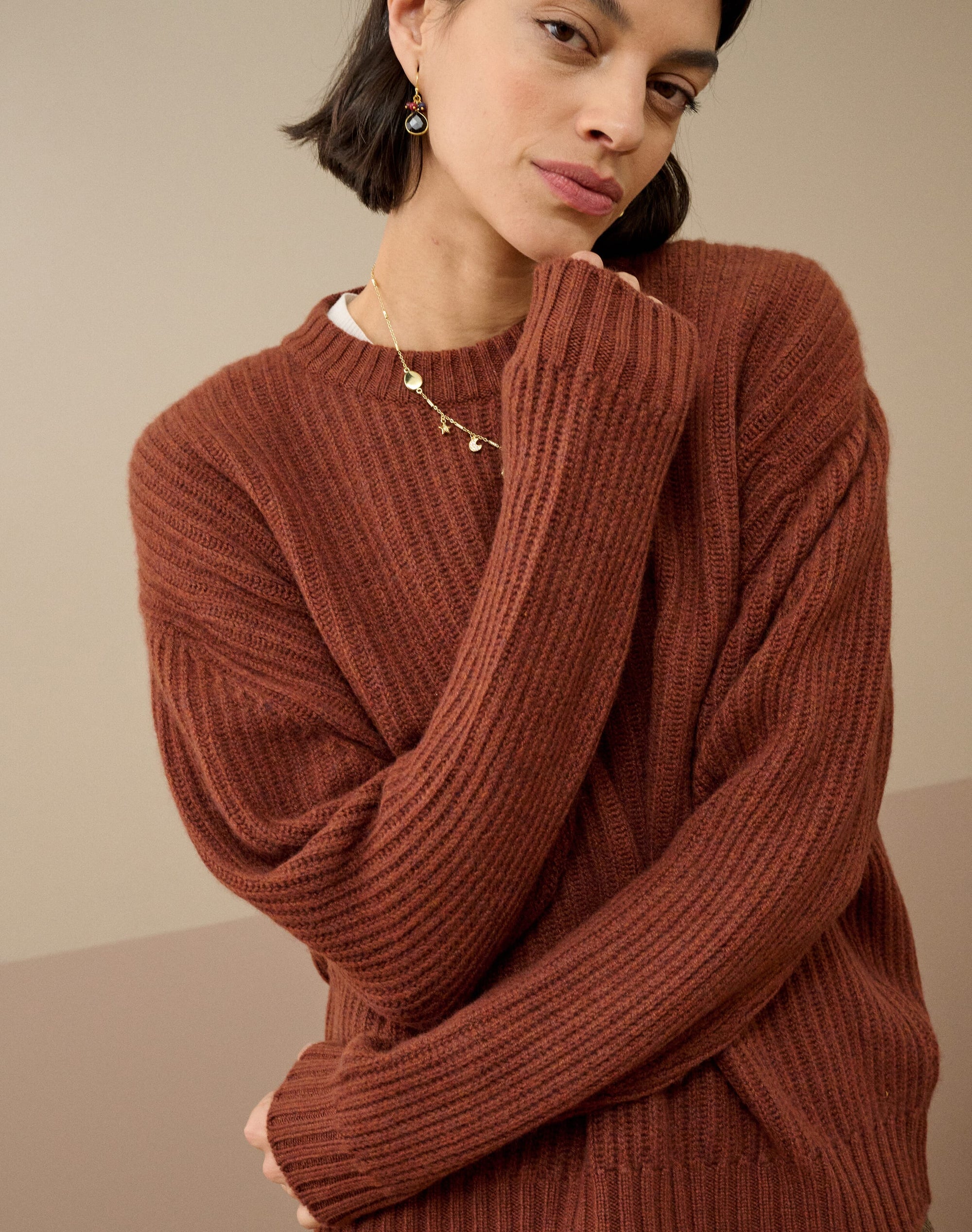 Cashmere Gauzy Ribbed Jumper