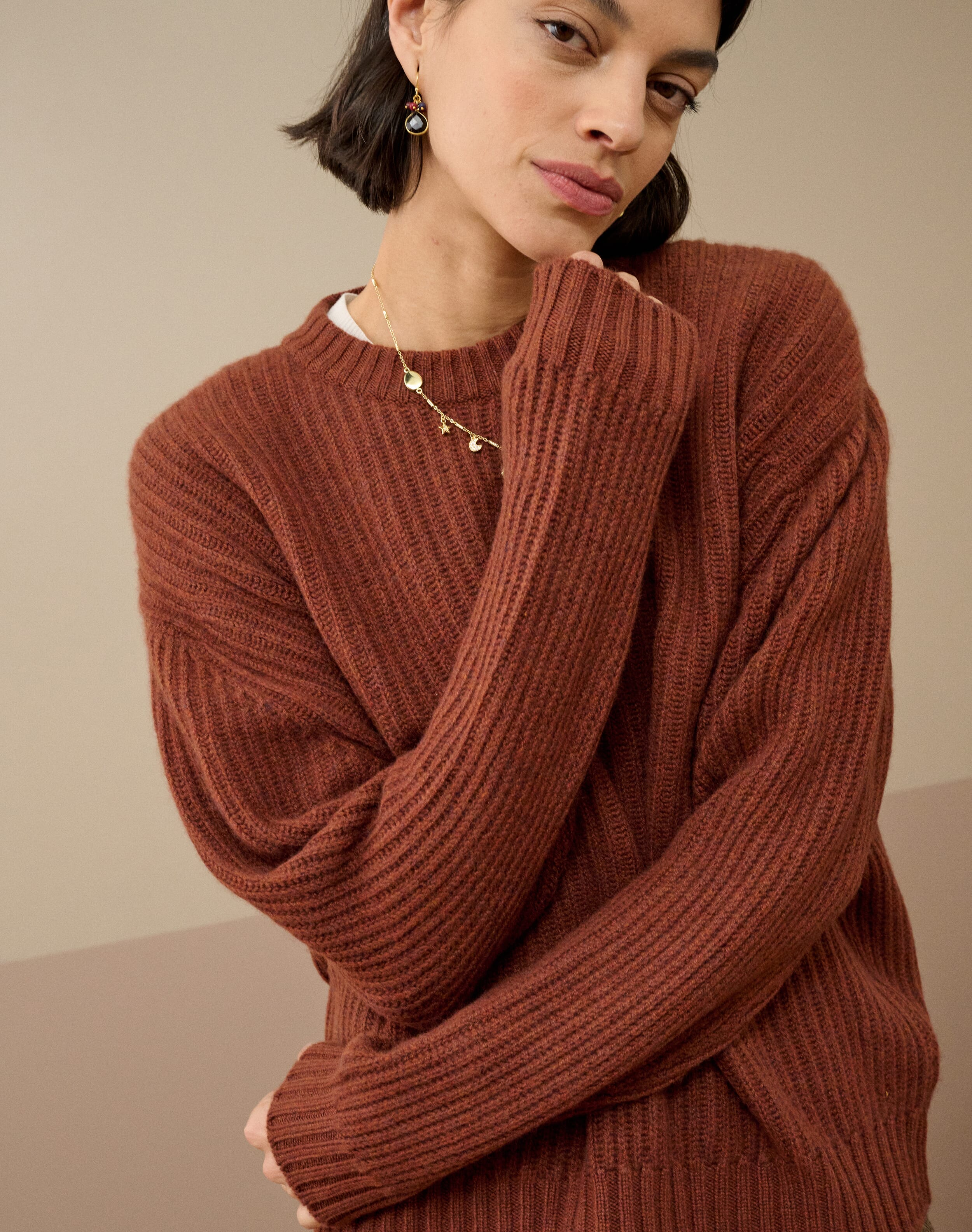 Cashmere Gauzy Ribbed Jumper