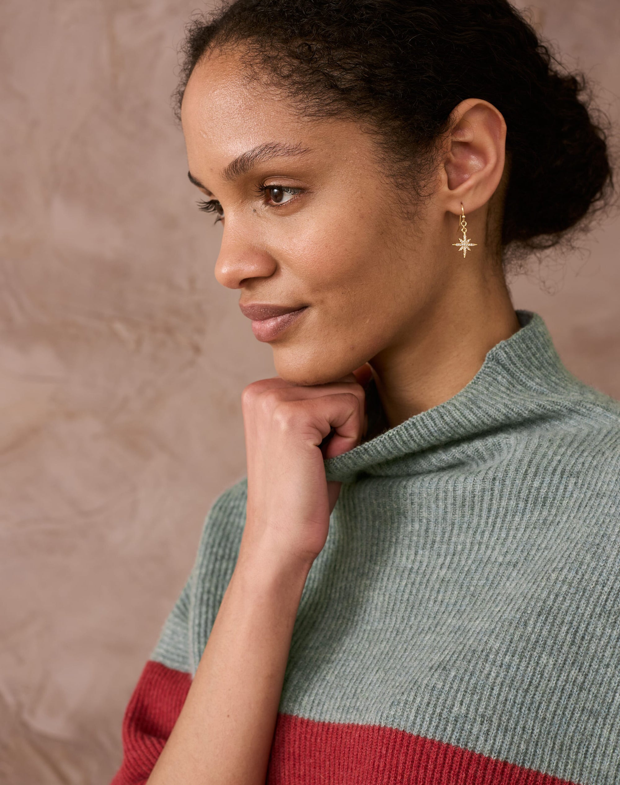Cashmere Colour Block Funnel Neck
