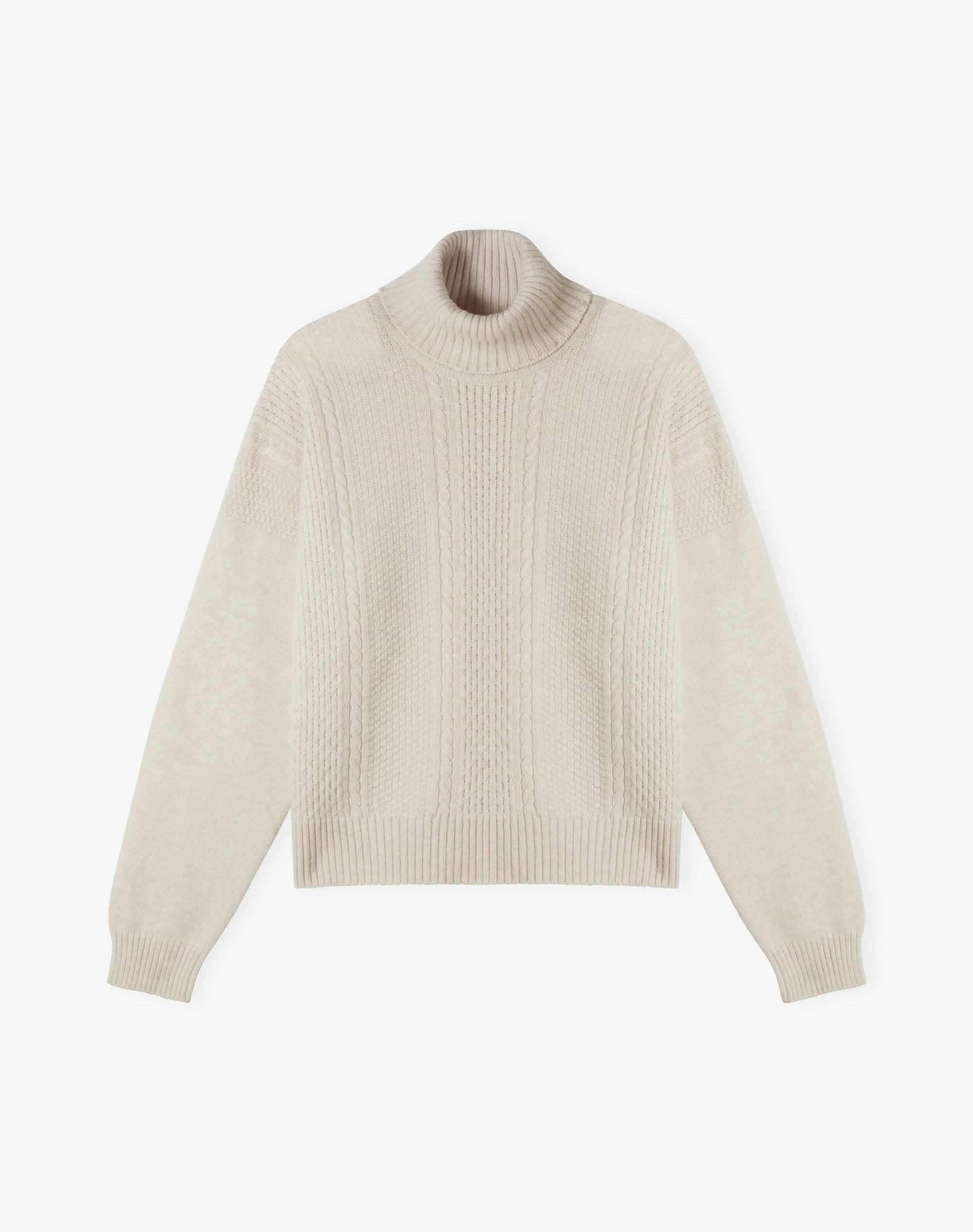 Cashmere Aran Boxy Polo Neck