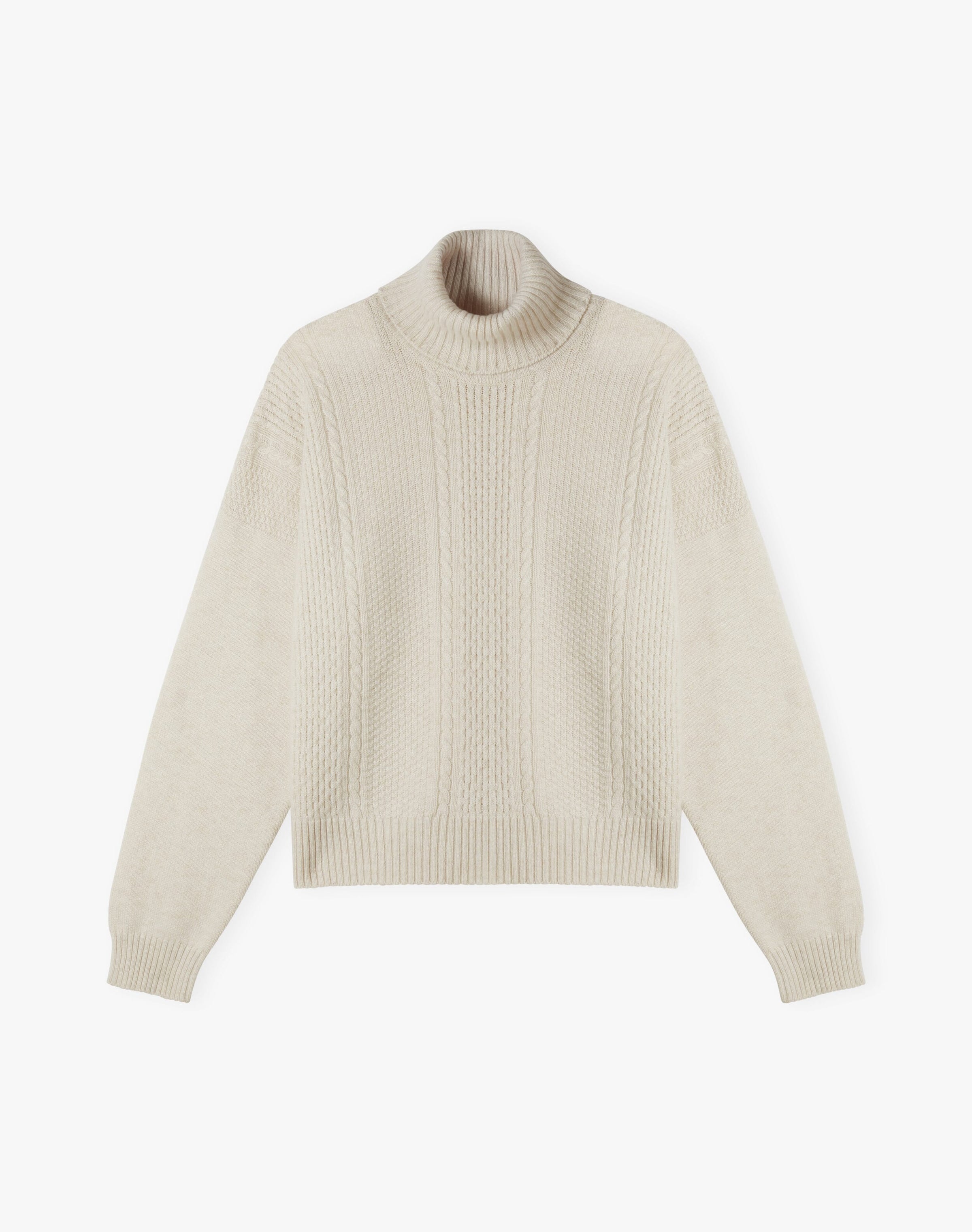 Cashmere Aran Boxy Polo Neck