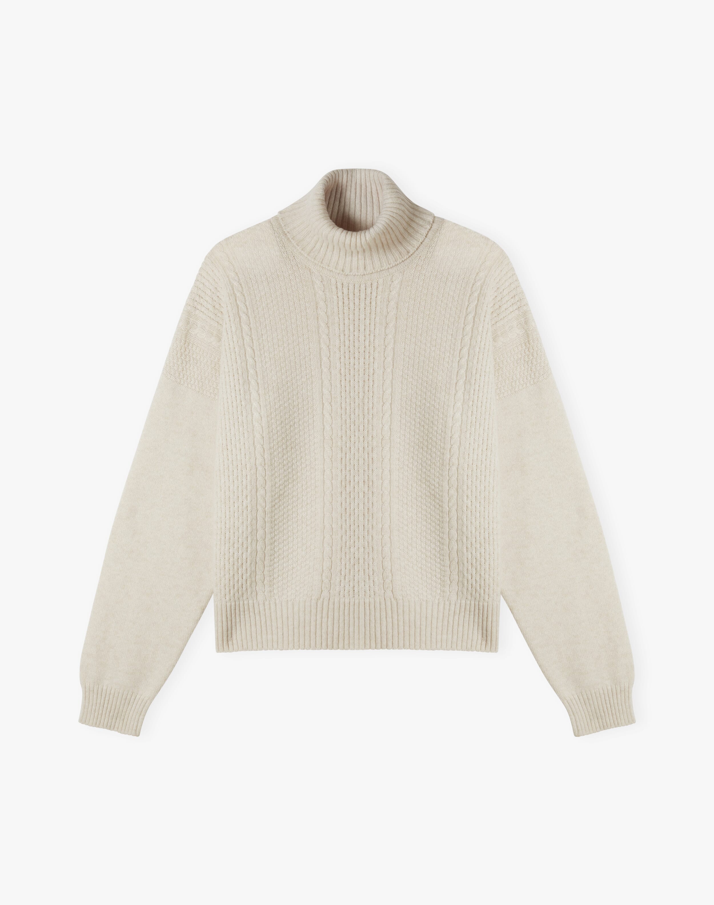 Cashmere Aran Boxy Polo Neck