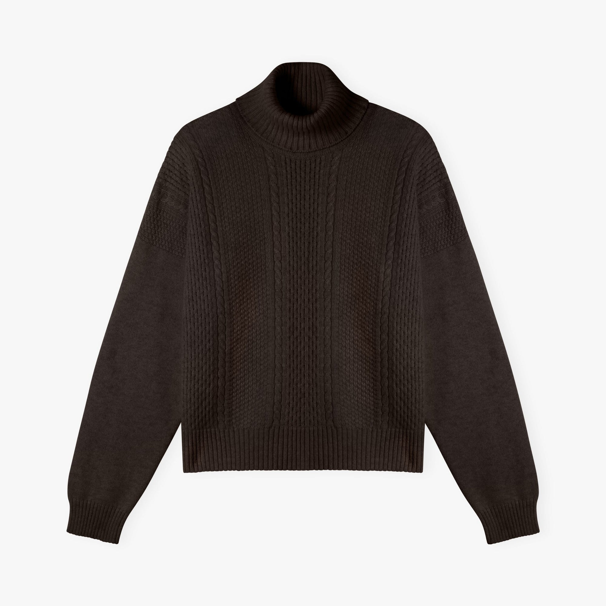 Cashmere Aran Boxy Polo Neck