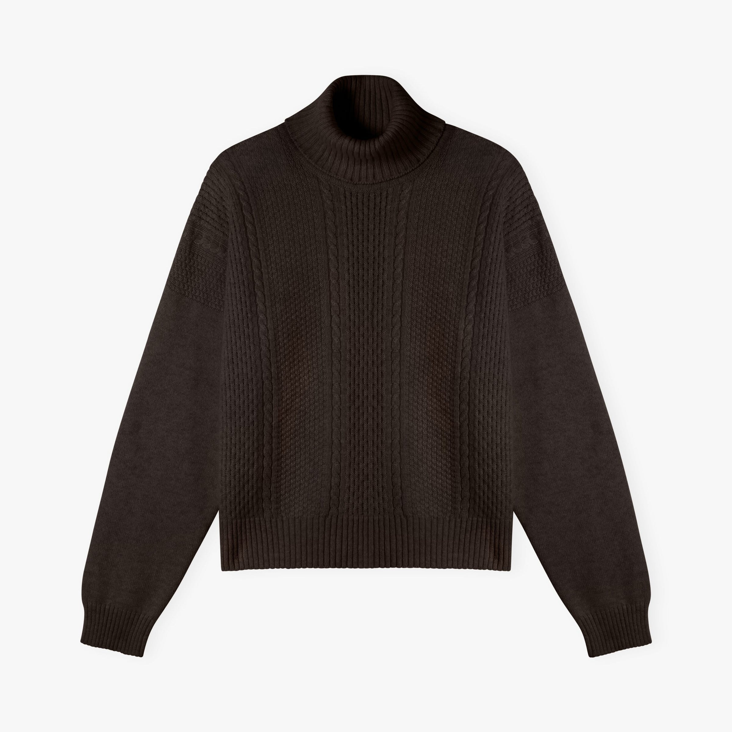 Cashmere Aran Boxy Polo Neck