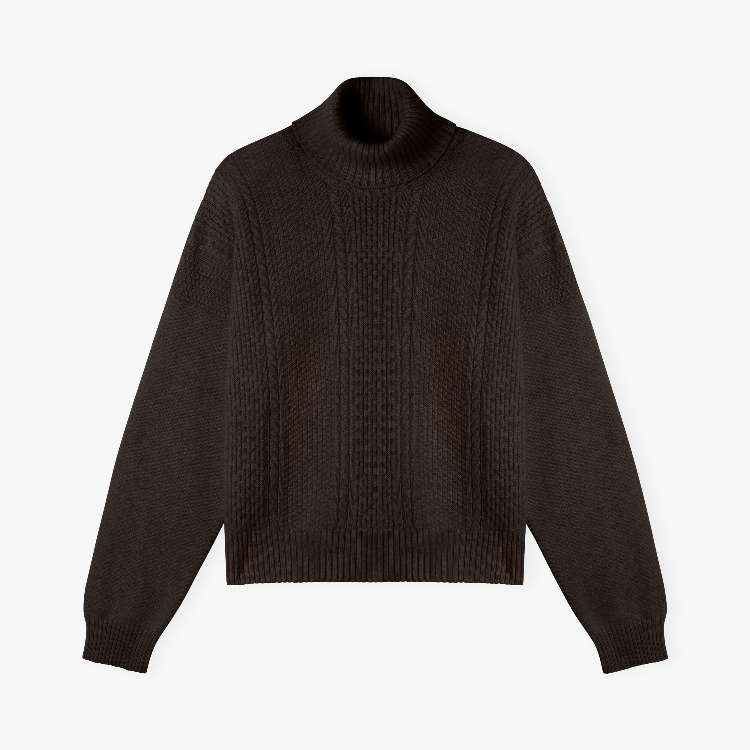 Cashmere Aran Boxy Polo Neck