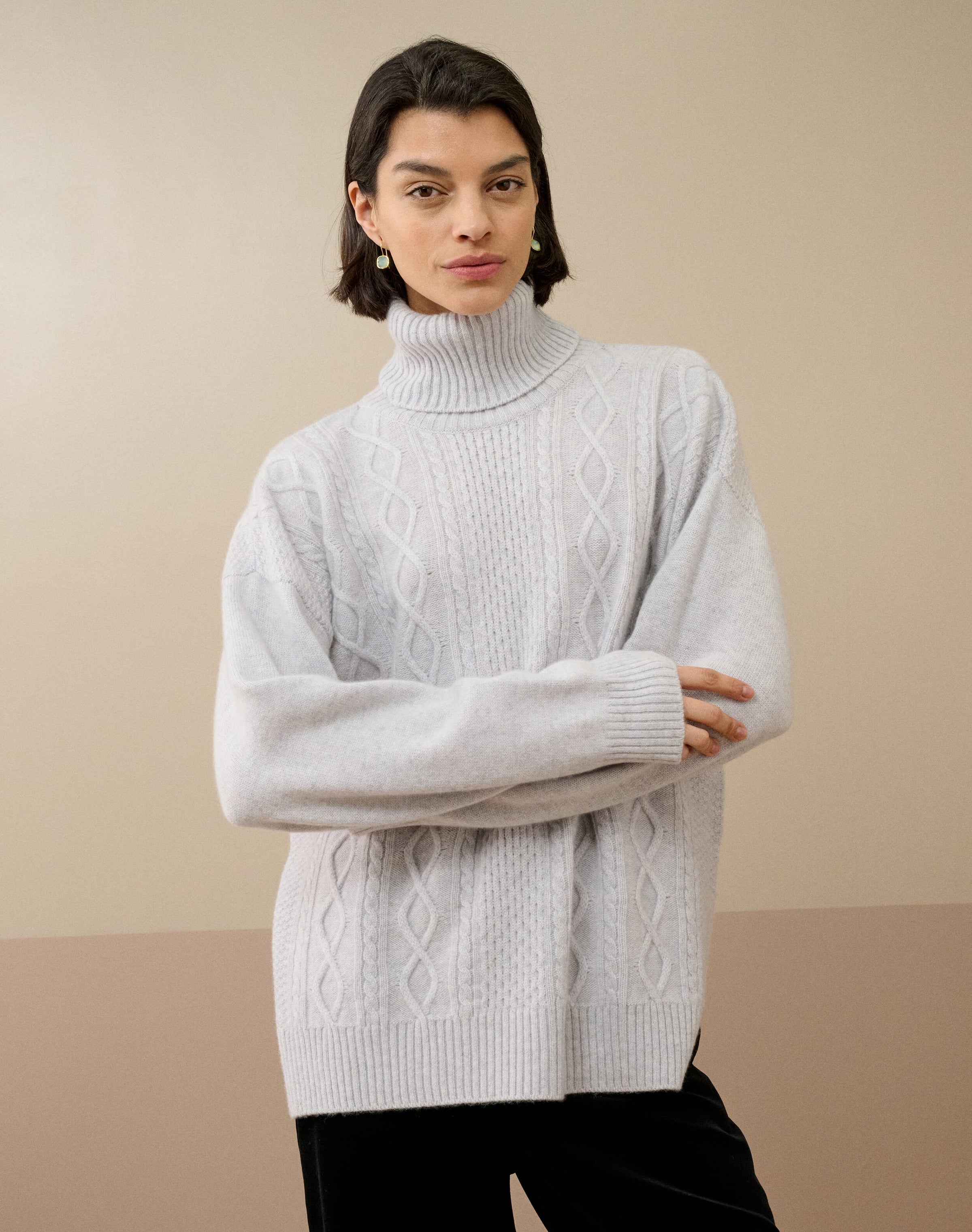 Cashmere Aran Polo Neck