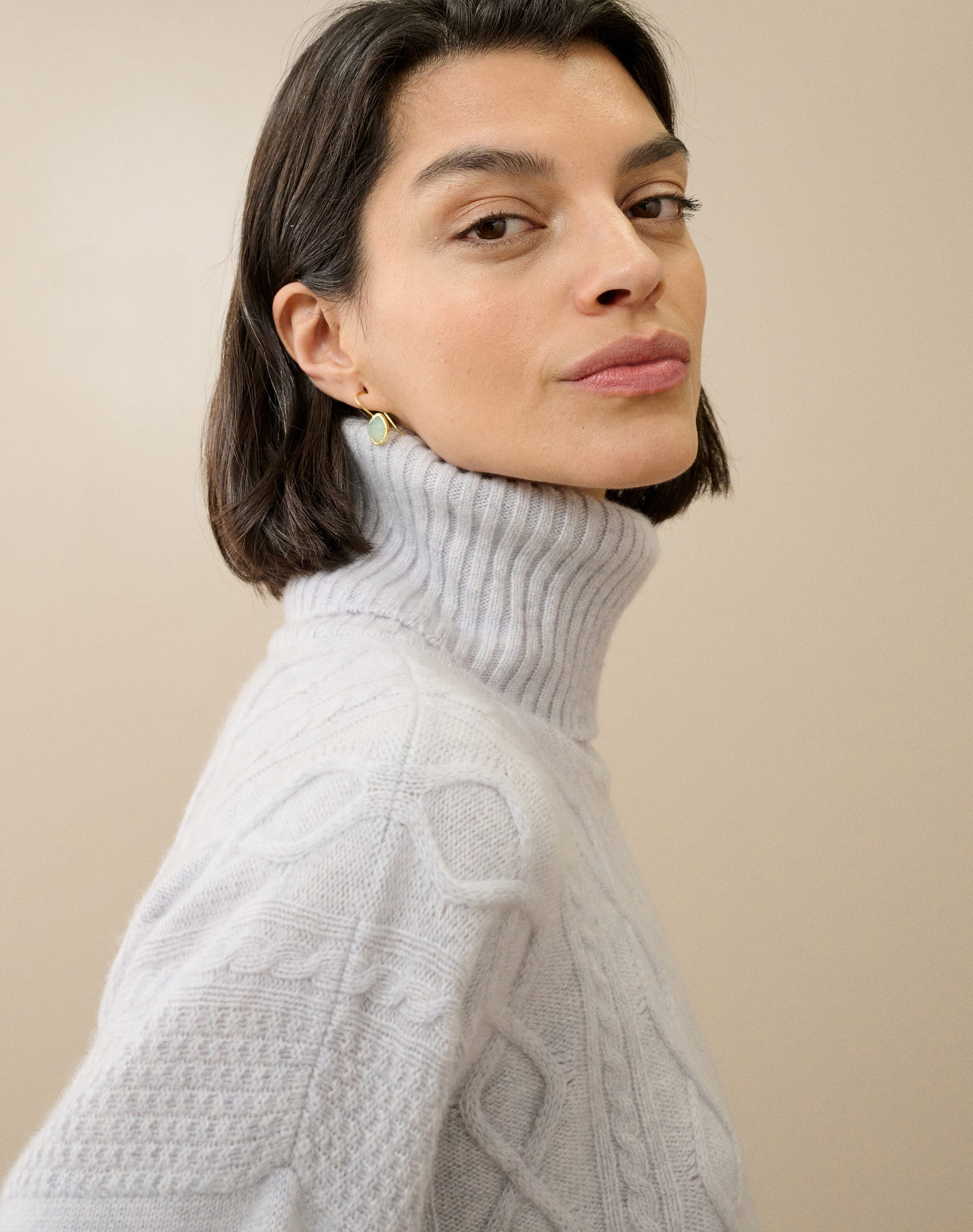 Cashmere Aran Polo Neck