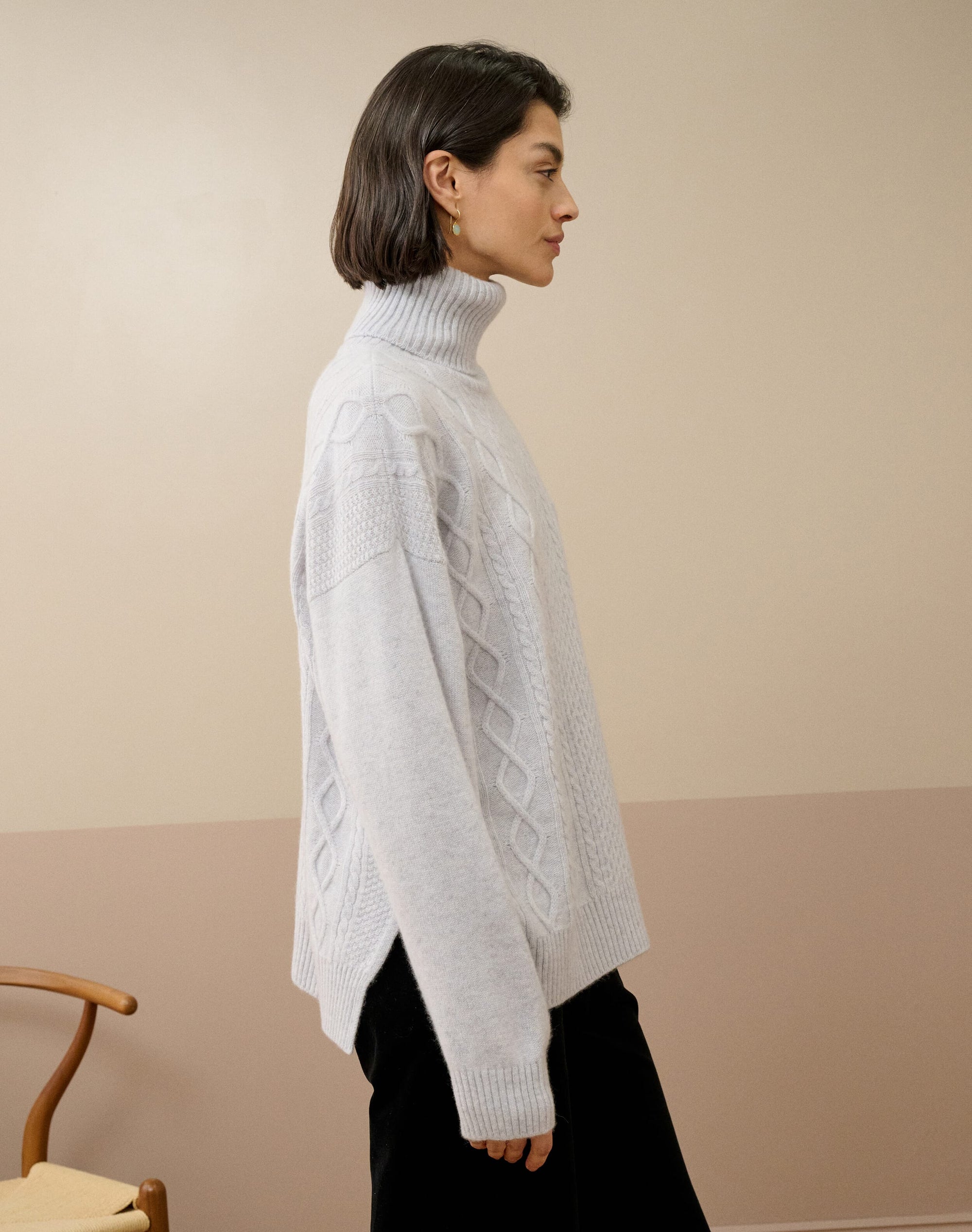 Cashmere Aran Polo Neck