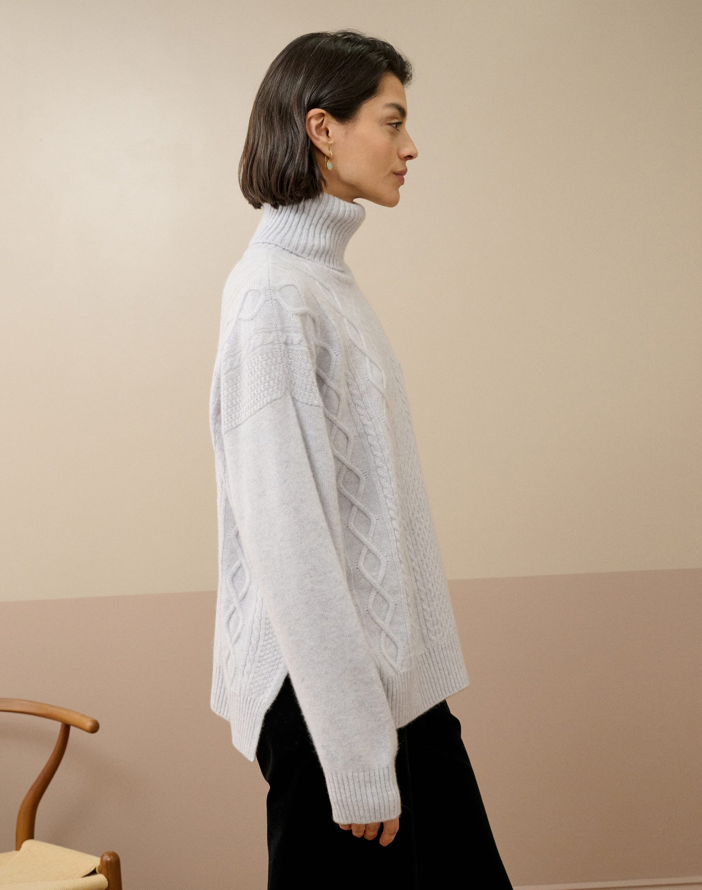 Cashmere Aran Polo Neck