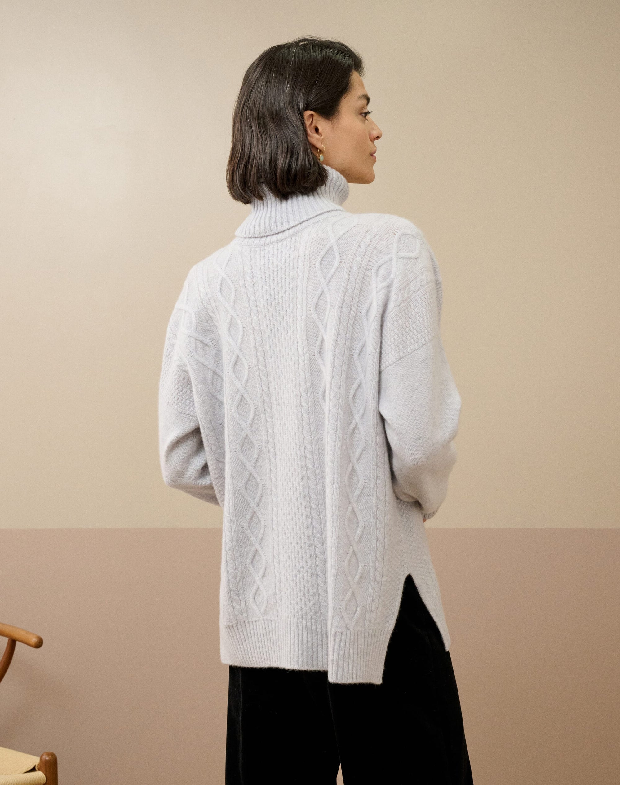 Cashmere Aran Polo Neck
