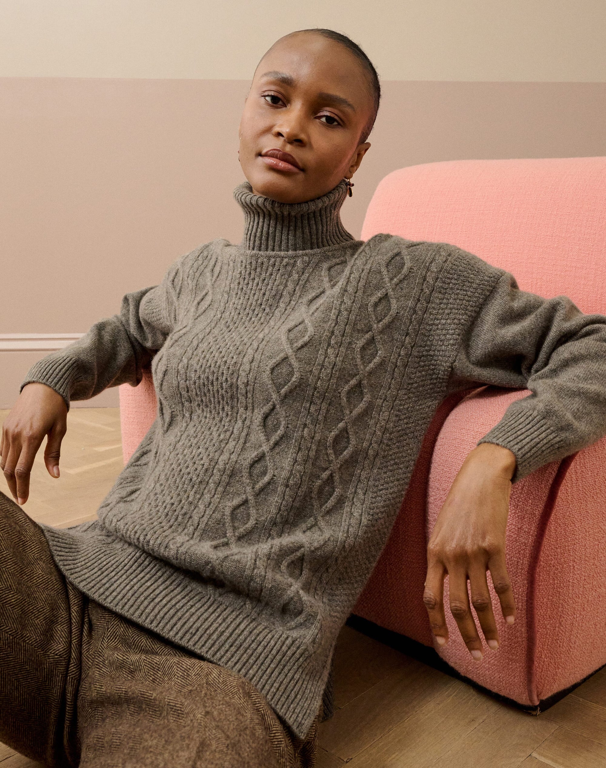 Cashmere Aran Polo Neck