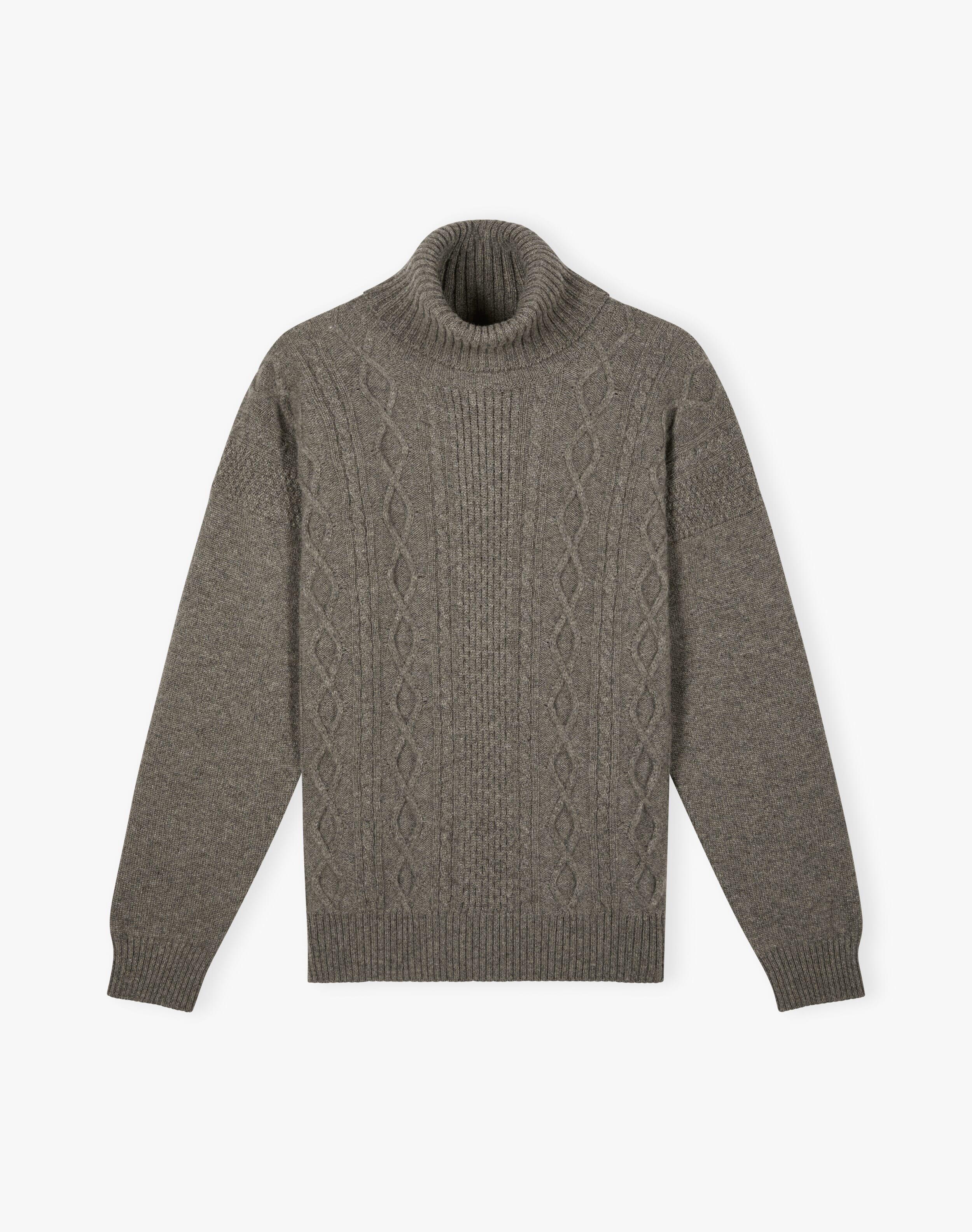 Cashmere Aran Polo Neck