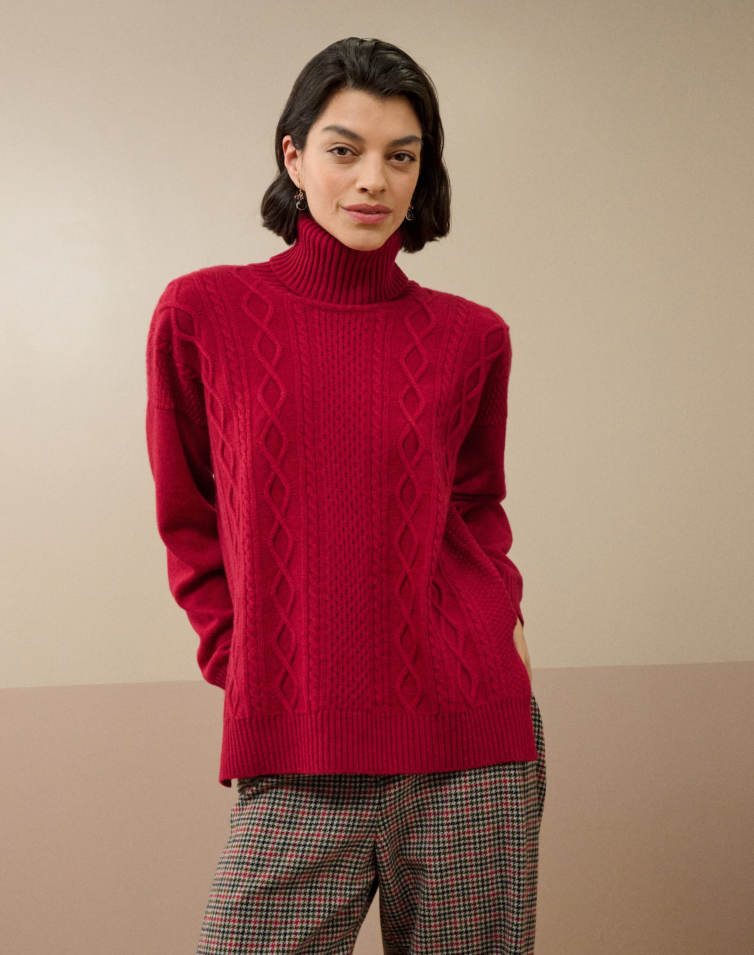 Cashmere Aran Polo Neck