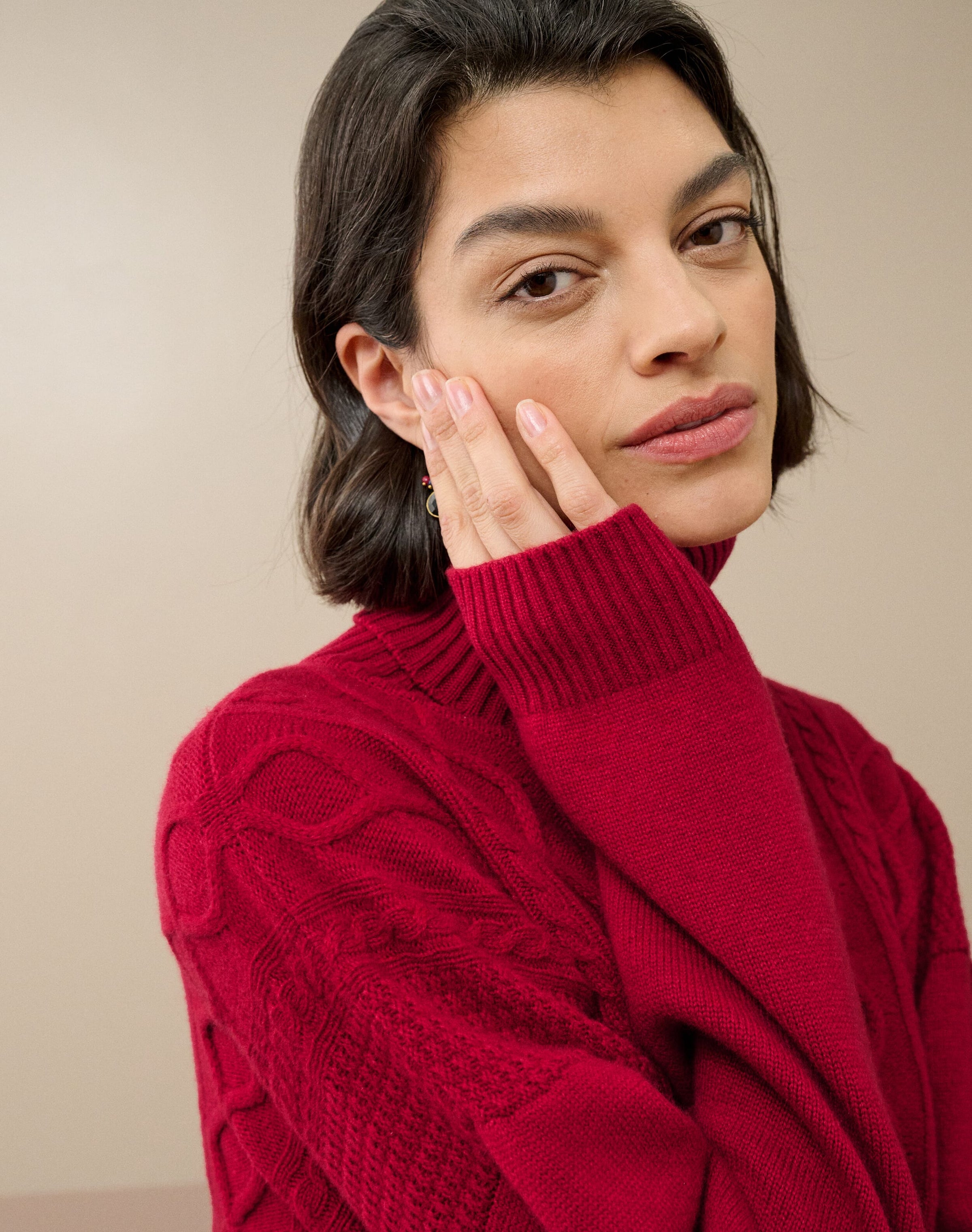Cashmere Aran Polo Neck